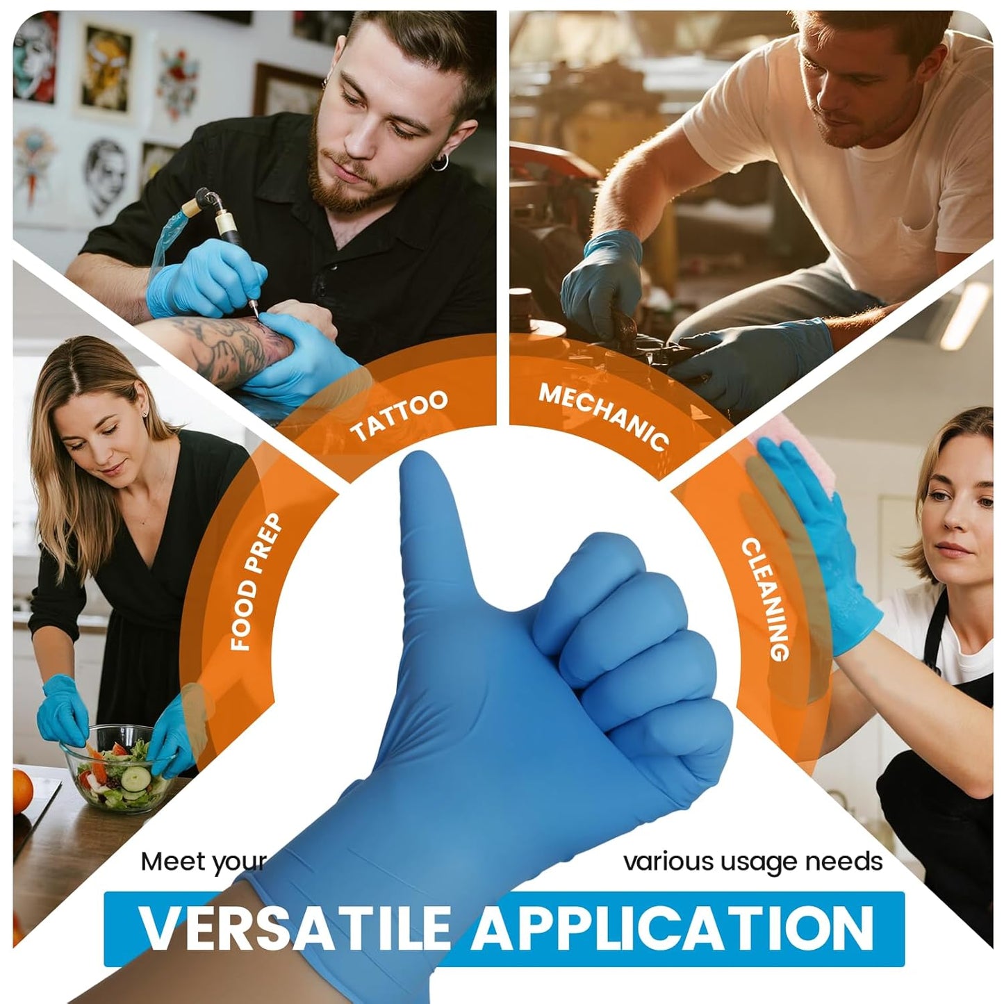 6 mil Disposable Nitrile Gloves, Heavy Duty Disposable Glove, Cooking Gloves, Latex Free, Powder Free (Blue of 100, Large)