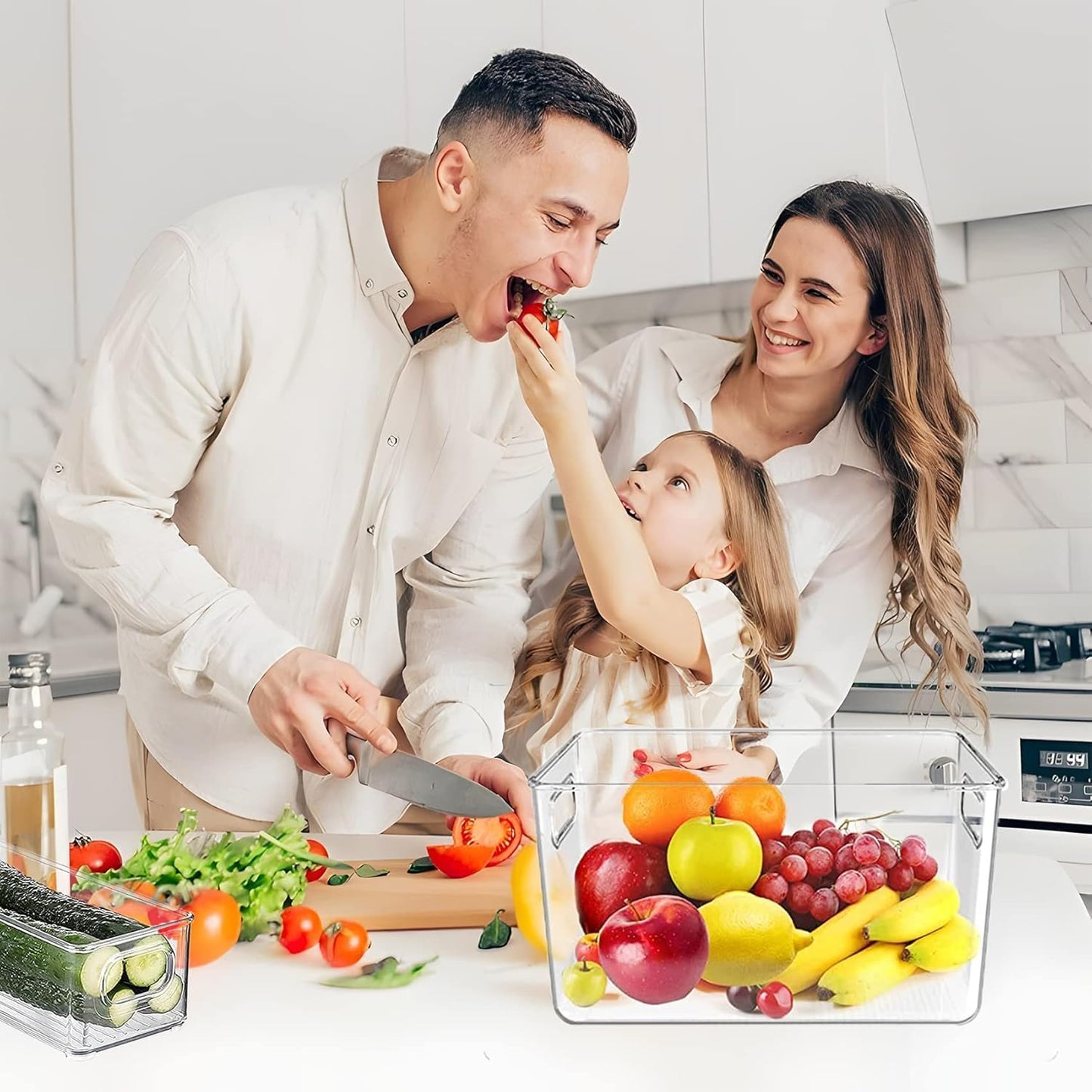 Set of 8 Clear Plastic Storage Bins, Pantry Organization and Storage, Transparent, Plastic, 4 Small + 4 Large