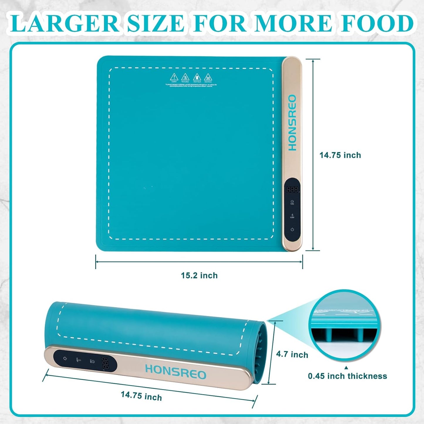 Electric Warming Tray, Silicone Heating Mat with 6 Temperature Modes and 6 Timer Settings Auto Shut-Off, Portable Foldable Roll Up Food Warmer Pad for Parties Gatherings, Home Everyday Use