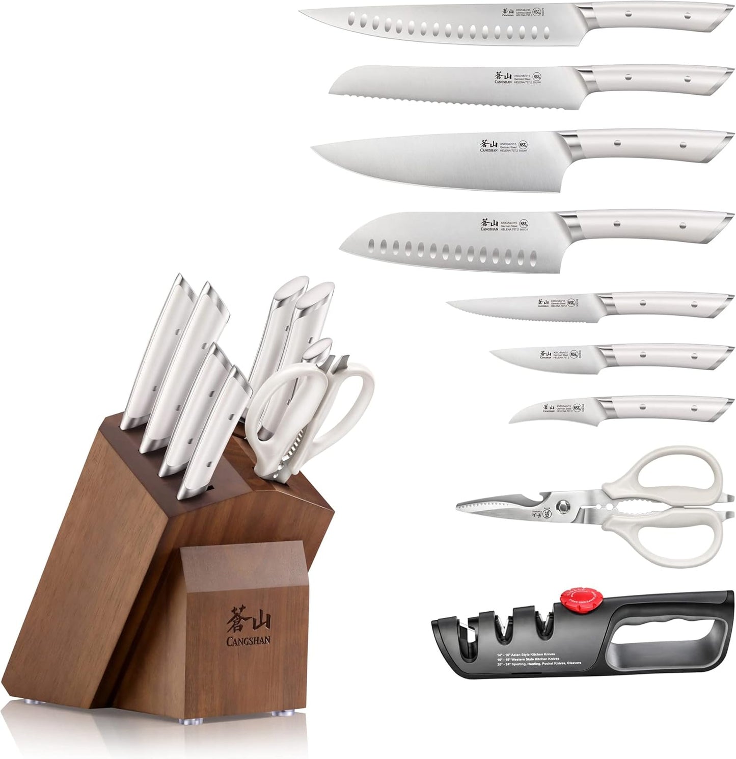Cangshan HELENA Series German Steel Forged Knife Block Set (10-Piece, White)