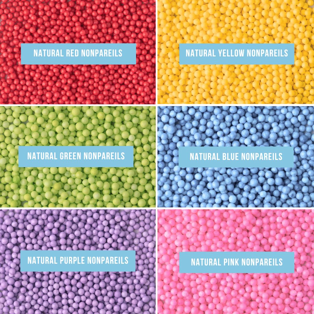 Sweets Indeed Sprinkles 6 Cell Edible Sprinkle Mix Jimmies Perfect for Cake Decorations Baking Ice Cream Cookies Cupcake Topper (Rainbow Nonpareils)