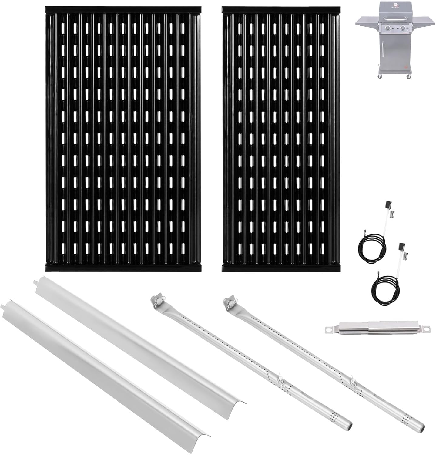Grill Parts for Charbroil Performance Amplifire 2 Burner 463655621 463655021 463655421 463630021, 17-inch Cooking Grate, Burner and Heat Plate Parts for Charbroil Grill Replacement Parts
