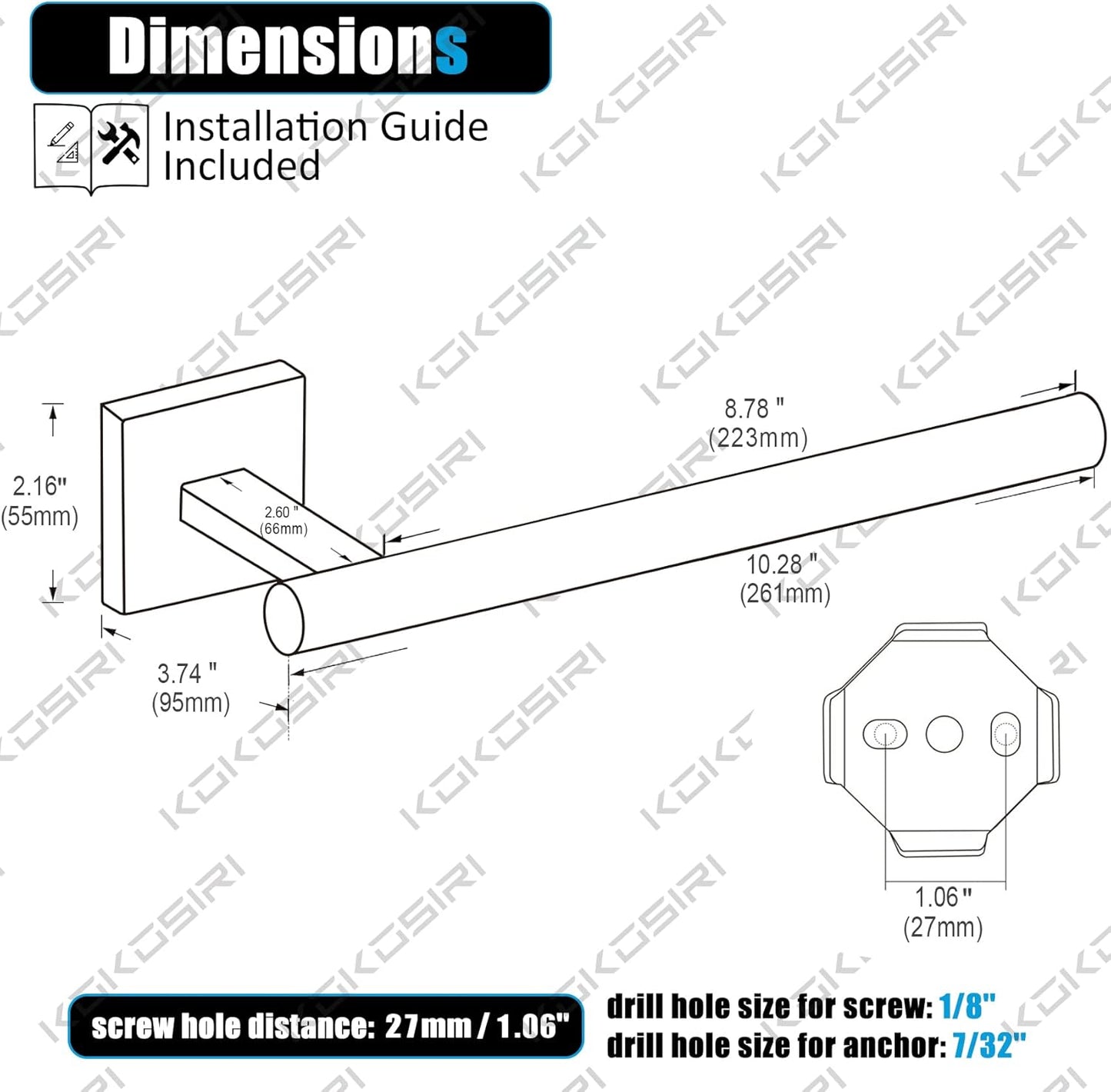 KOKOSIRI Bathroom Towel Bar Hand Towel Holders Wall Mounted Screw in Washroom Kitchen Rail Stainless Steel Bath Accessories Oil Rubbed Bronze, B3008ORB
