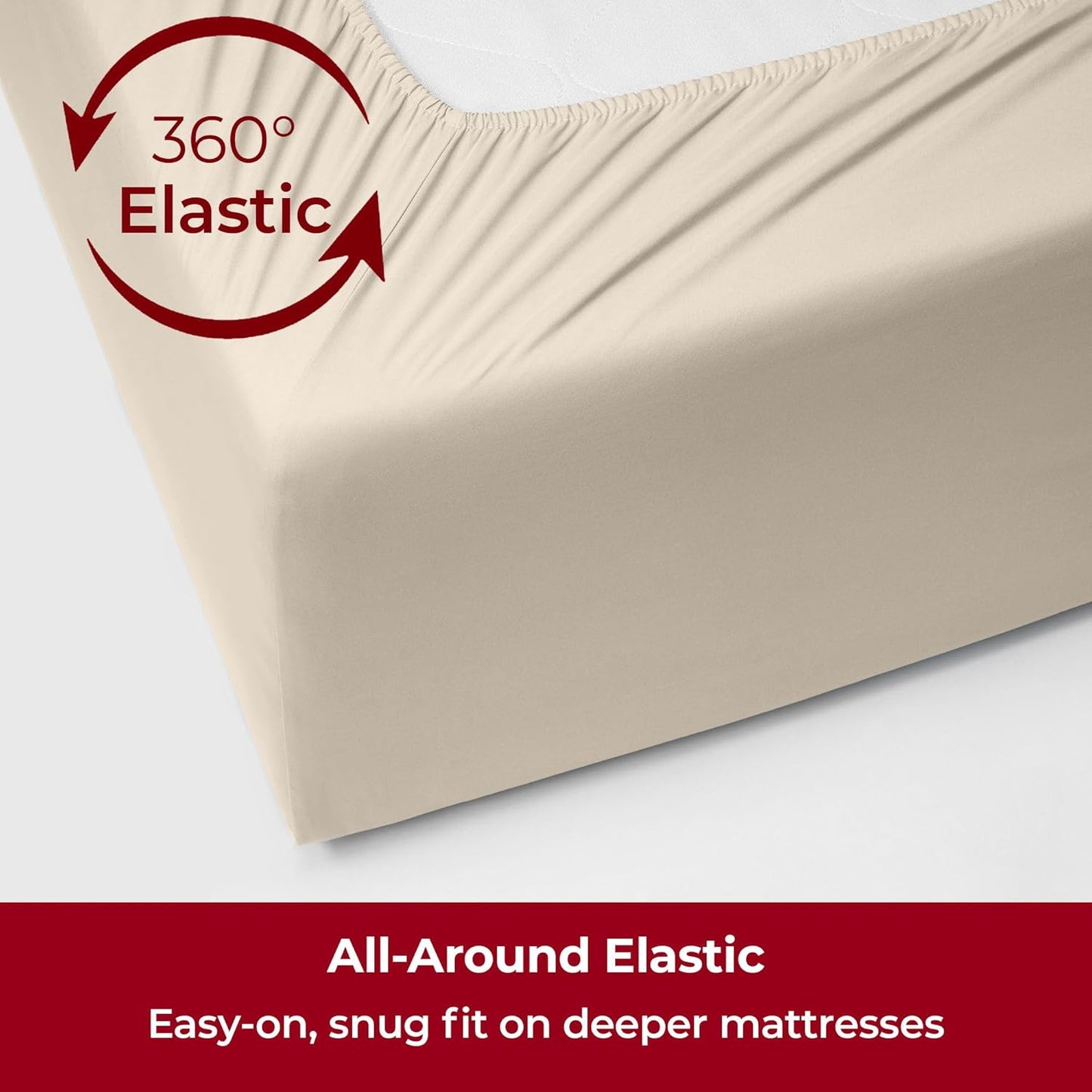 Mellanni Extra Deep Twin XL Sheets - 3 PC Iconic Collection Bedding - Hotel Luxury, Ultra Soft, Cooling Bed Sheets - Wrinkle, Fade, Stain Resistant (Twin Extra Long, Beige)