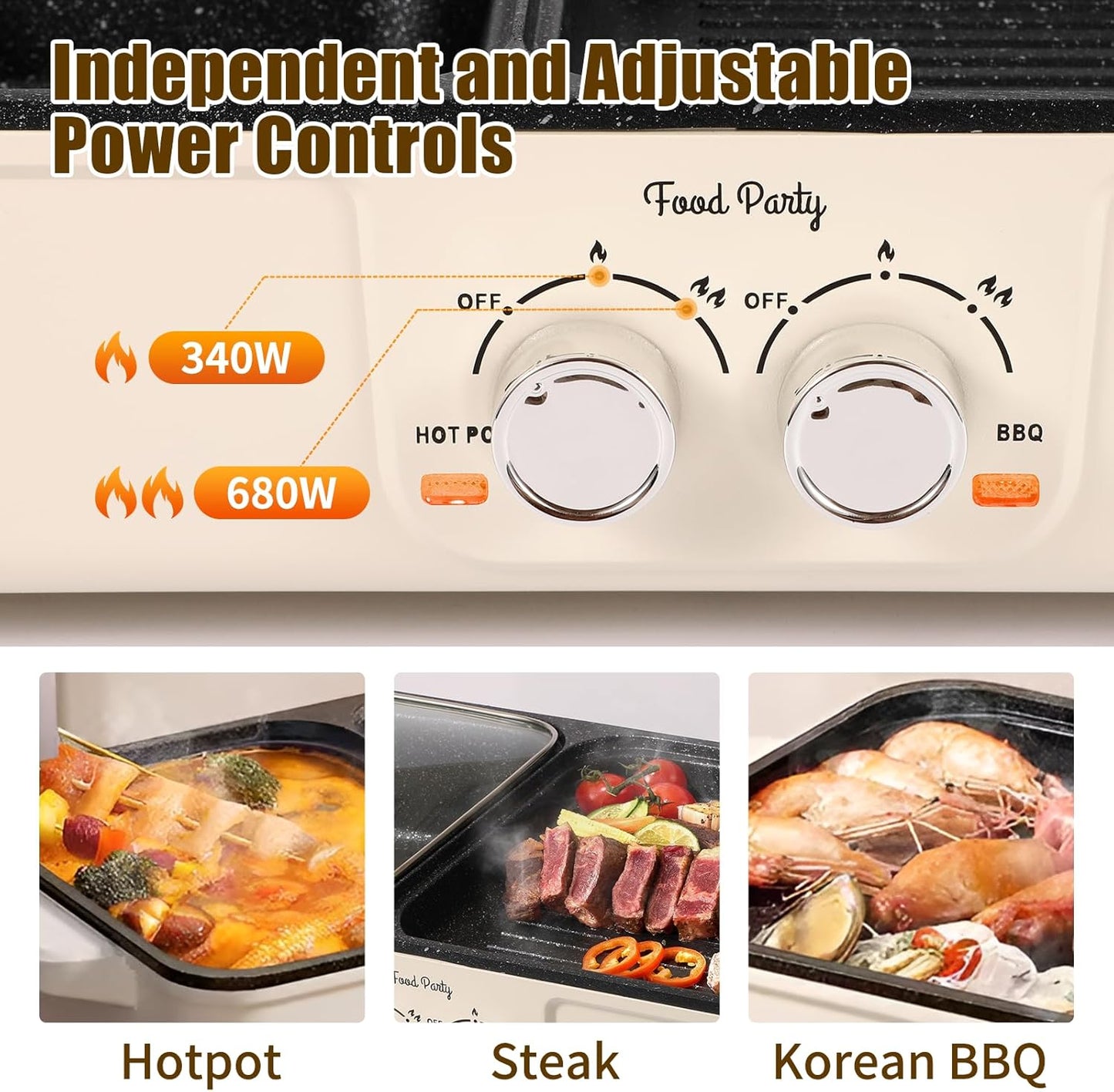 Food Party Hot Pot Electric Grill 2 in 1 Korean BBQ Grill Indoor Smokeless Hotpot Pot Electric Cooker Sahabu Shabu Pot Non Stick (Small)