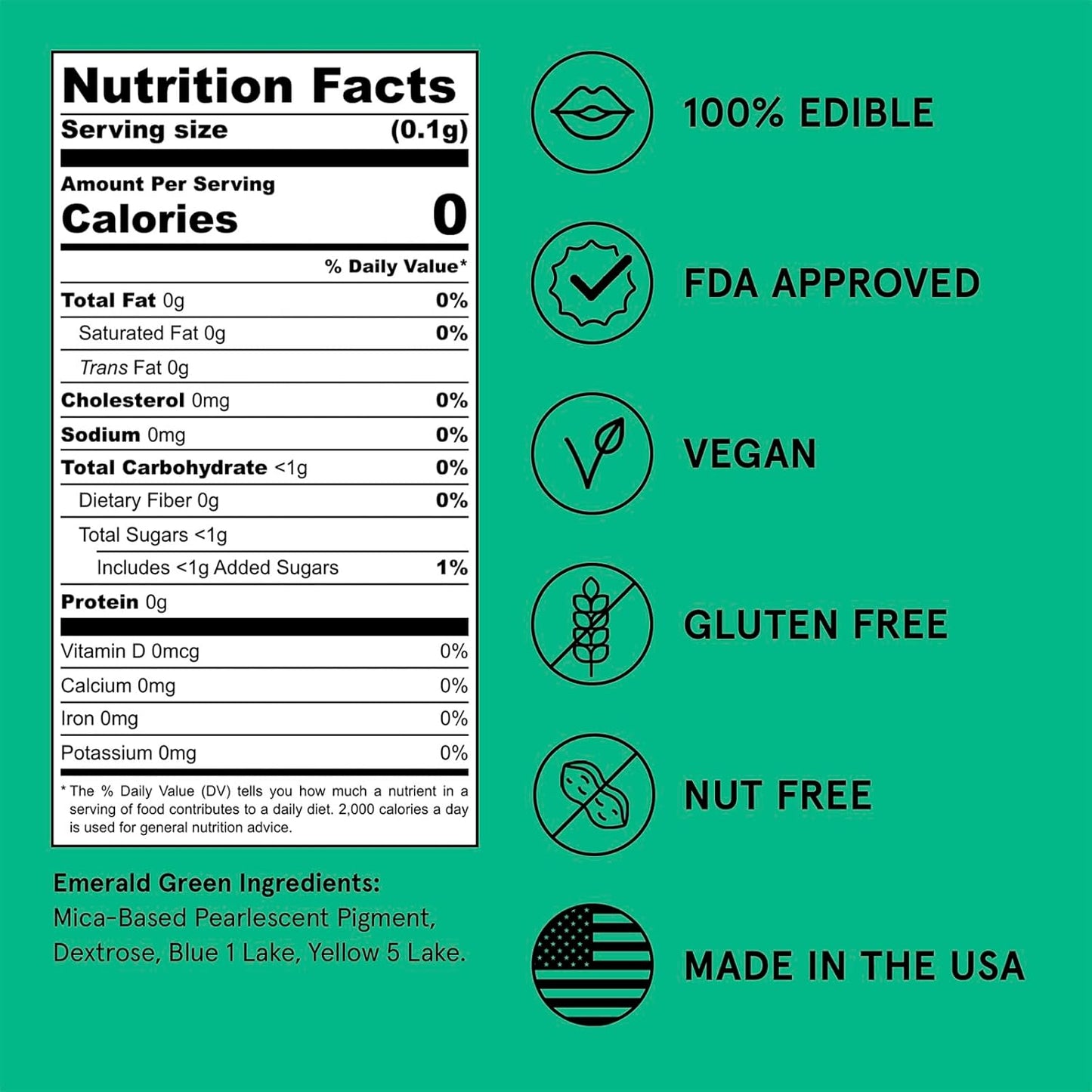 Fancy Sprinkles Madame Claus Edible Glitter Set for Sparkling Food & Drinks, No Taste or Texture Ruby Red, Diamond White, Emerald Green (3 jars, 4gm each)