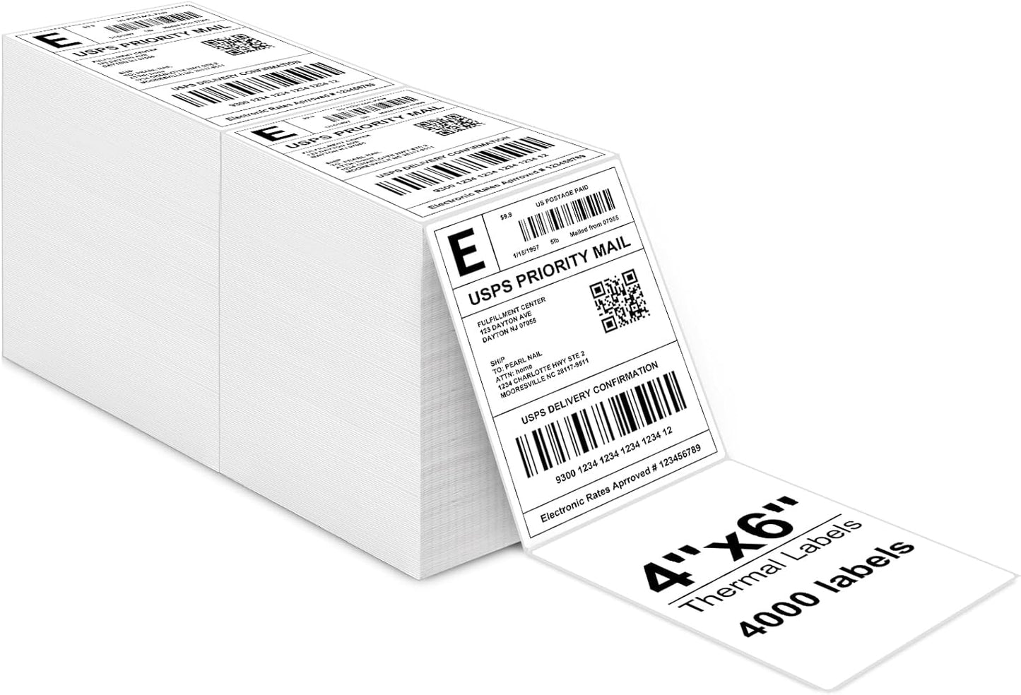 Bulk 4x6 Thermal Labels - 4000 Adhesive Labels | Smudge-Resistant & BPA-Free | Thermal Printer Compatible