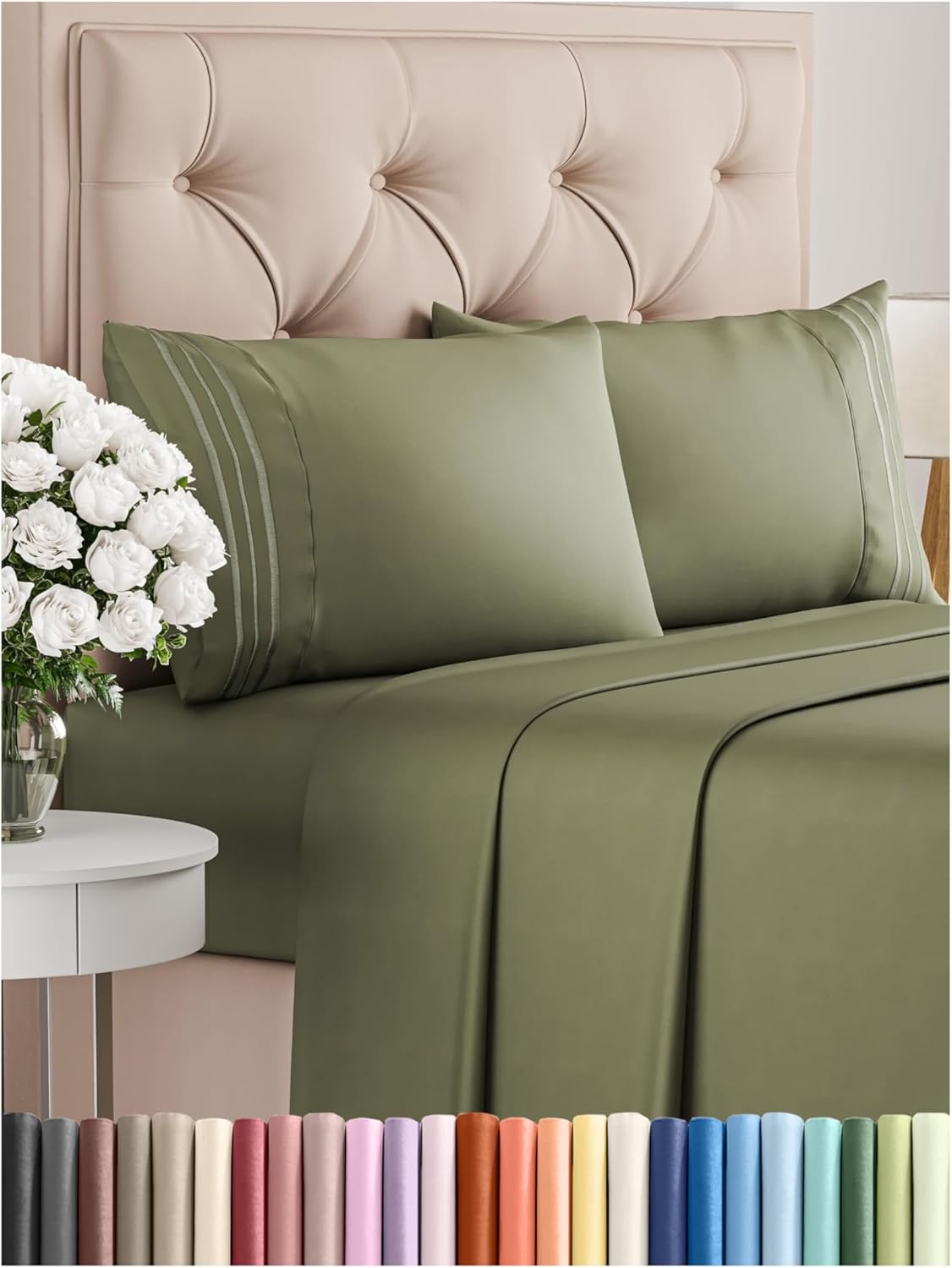 Queen Size 4 Piece Sheet Set - Comfy Breathable & Cooling Bed Sheets Set - Hotel Luxury Bedding for Women, Men, Kids, Teens, Boys & Girls - Deep Pockets, Soft and Wrinkle Free - Oeko-Tex - Sage Green