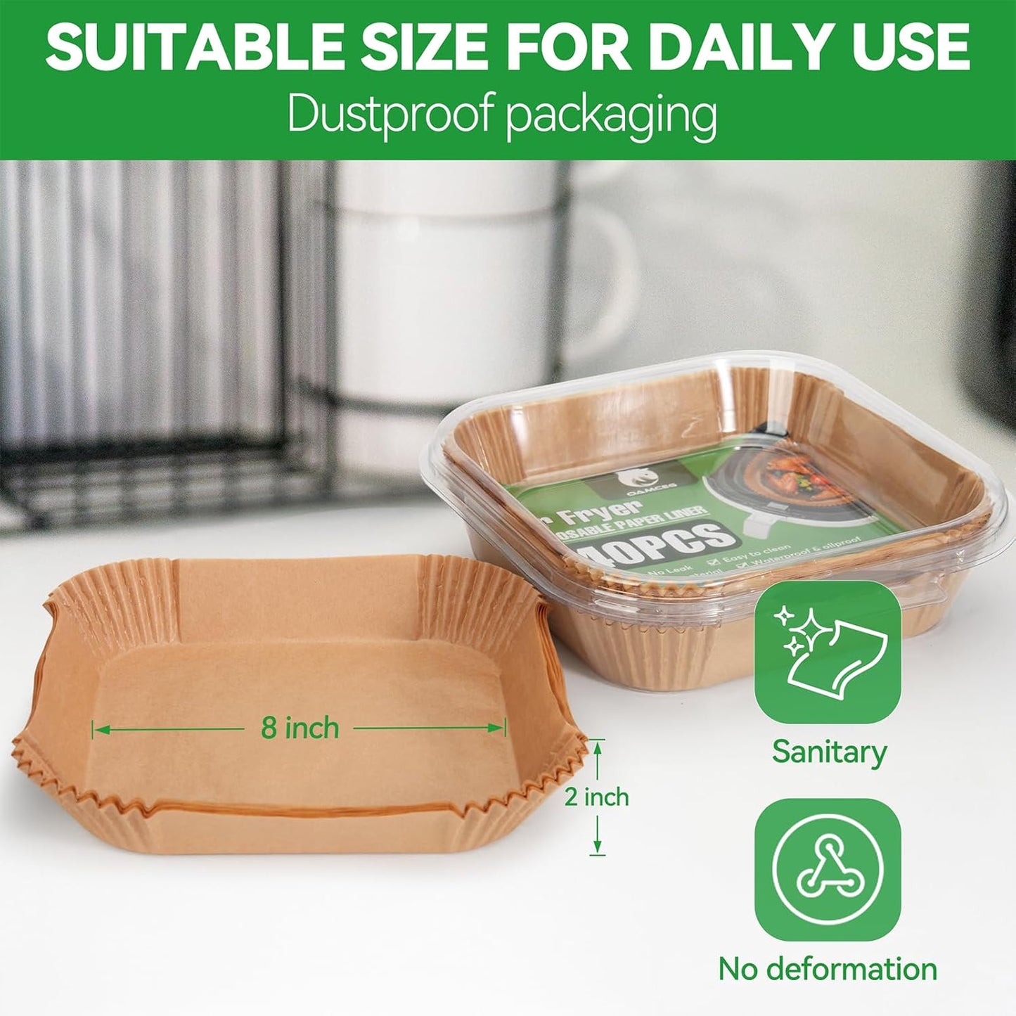 OAMCEG Air Fryer Disposable Liners,240 PCS Square Non-stick Disposable Liners for 5-8QT, 8 inch Air Fryer Parchment Baking Paper for Frying, Baking, Cooking, Roasting and Microwave