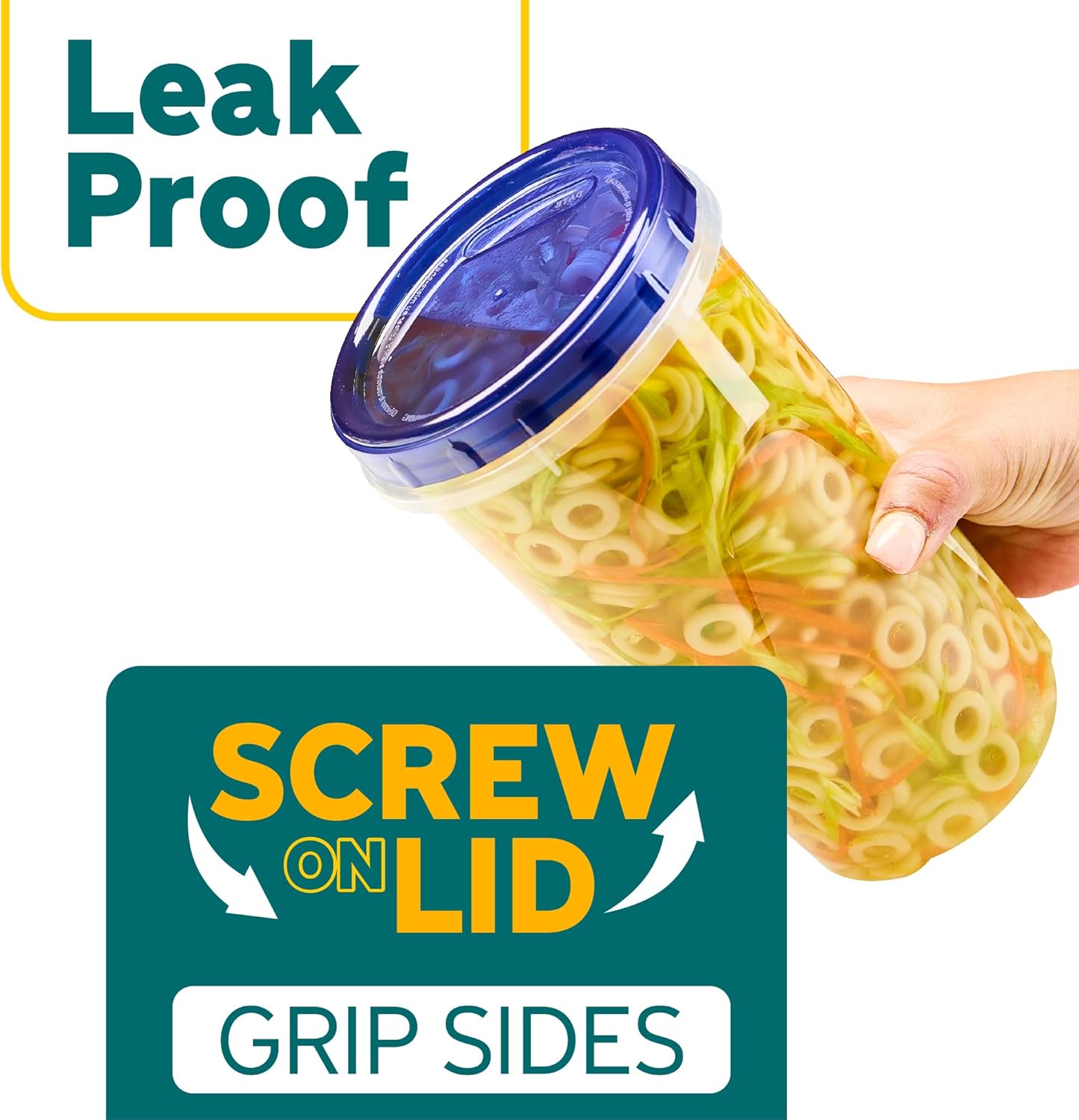 PLASTICPRO 6 Pack Twist Cap Food Storage Containers with Blue Screw on Lid- 48 oz Reusable Meal Prep Containers - Large Freezer Containers Microwave Safe Blue Plastic Food Storage