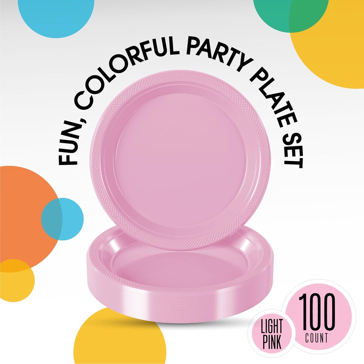 Exquisite Party Solids Pink Plastic Plates For Party 7" Pink Disposable Plates Heavy Duty Supplies 100 Pcs Plastic Dinnerware Sets Heavy Duty 350 GSM Disposable Dinnerware Set