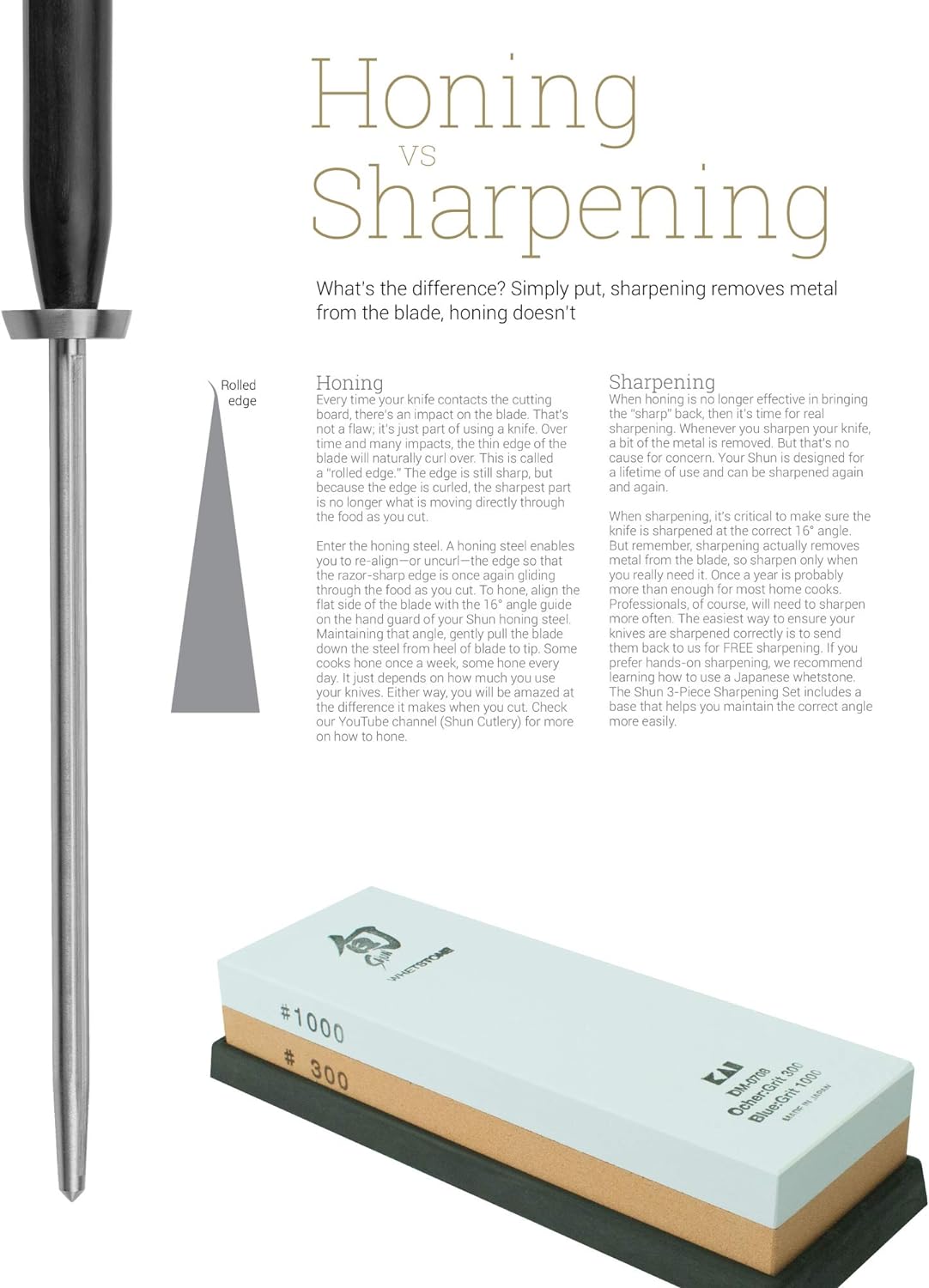 Shun Knife Care Kit, Polishing and Cleaning Kit for Knives, Restore Tarnish, Discoloration and Surface Rust, Knife Maintenance Set for Professional and Home Chefs