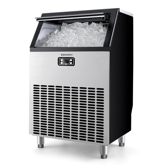 EUHOMY Commercial Ice Maker Machine, 200lbs Daily Output, Under Counter ice Machine with 65lbs Ice Storage Capacity, Perfect for Home/Bar/Restaurant/Outdoor Activities(Stainless Steel)