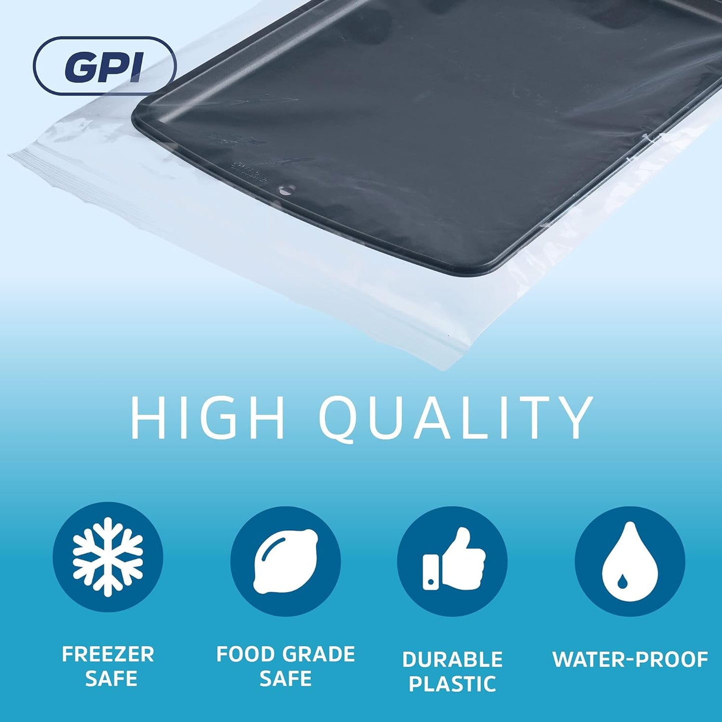 GPI PACK of 200, 2 Gallon, 13" x 15", CLEAR PLASTIC RECLOSABLE ZIP BAGS - Bulk 2 mil, Large, Strong & Durable Poly Baggies with Resealable Zip Top Lock for Travel, Storage, Packaging & Shipping.