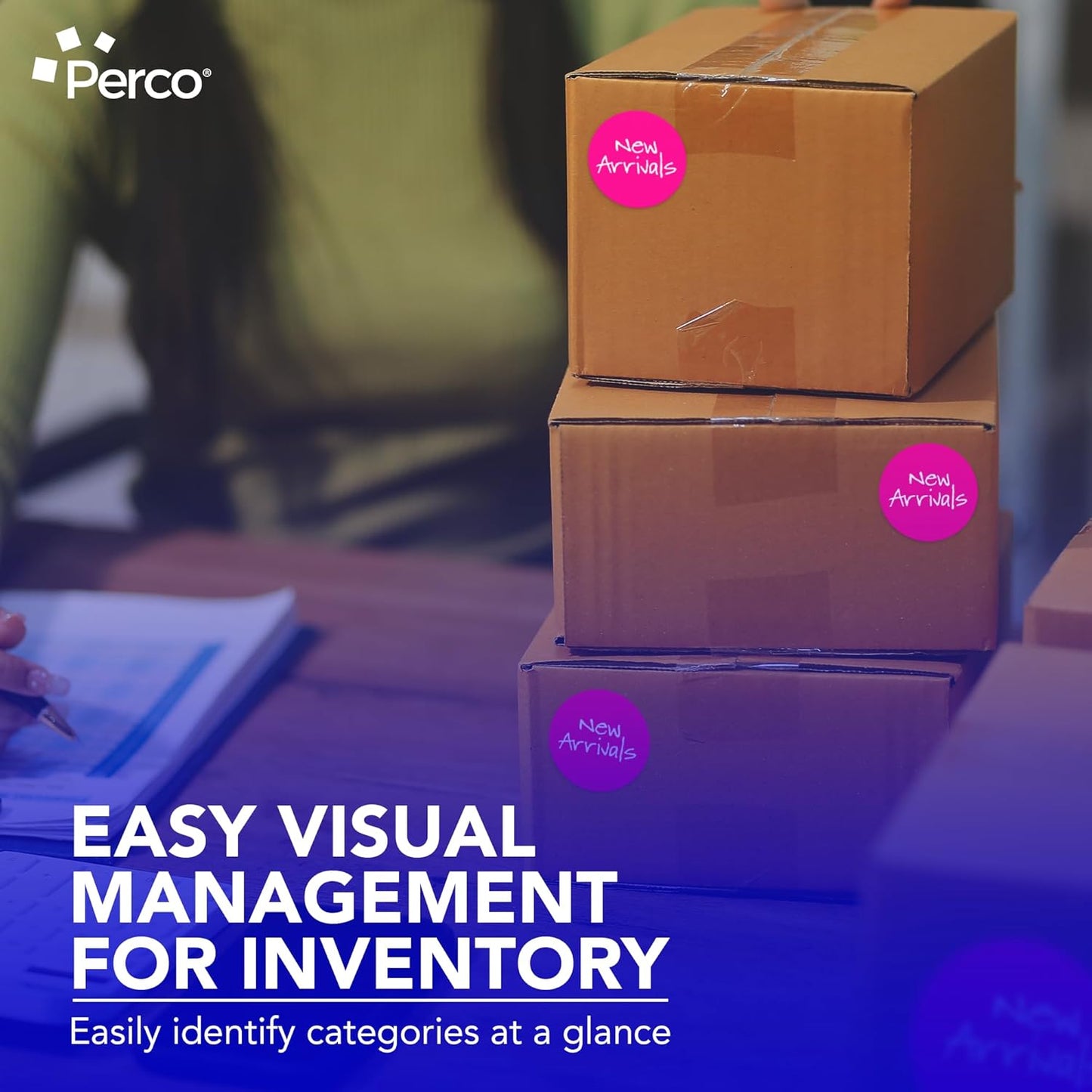 Perco Fluorescent Pink 3-Inch Round Circle Dot Sticker Labels - Multi-Roll Pack (3 Rolls, 500 Labels Each) - Permanent Adhesive, Vibrant Colors, Strong Hold - Perforated for Easy Use - Made in USA