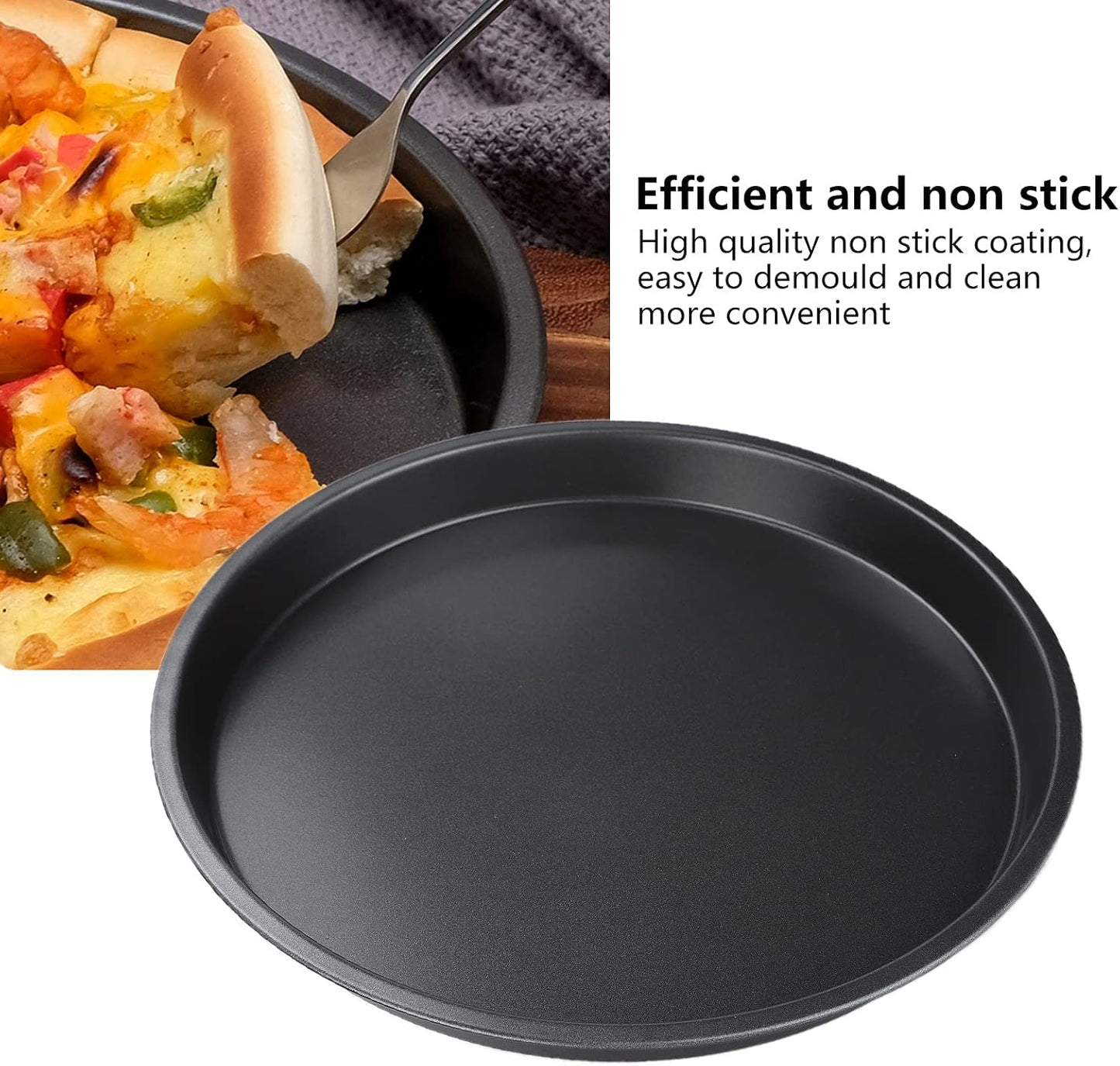 2Pcs Pizza Pan, 6in/9in/10in/12in Deep Dish Round Pizza Pan for Oven, Non Stick Thickened Carbon Steel Baking Pan for Home Kitchen, Dishwasher Safe(10in)