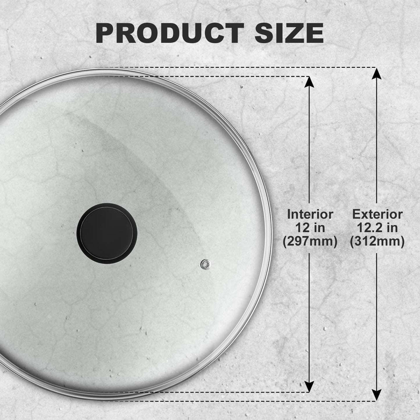 Wadaza Pan Lid 12 Inch - Tempered Glass Pot Lid - Oven Safe Replacement Glass Lid for Frying Pan Wok Pot Skillet