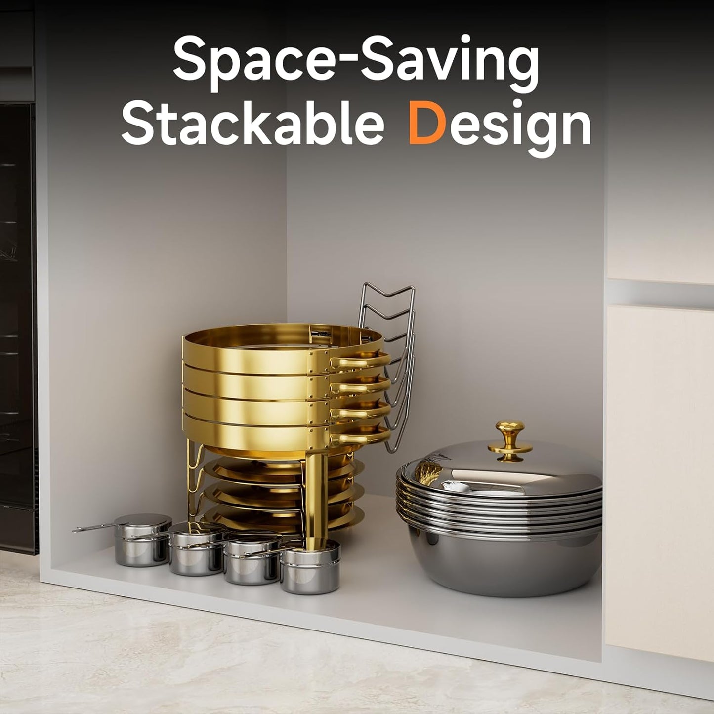 Chafing Dishes for Buffet, 4 Pack 5QT Round Stainless Steel Chafing Dish Set for Home Parties, Christmas Gatherings, Catering Events Complete Buffet Warmer Set (Golden 4)