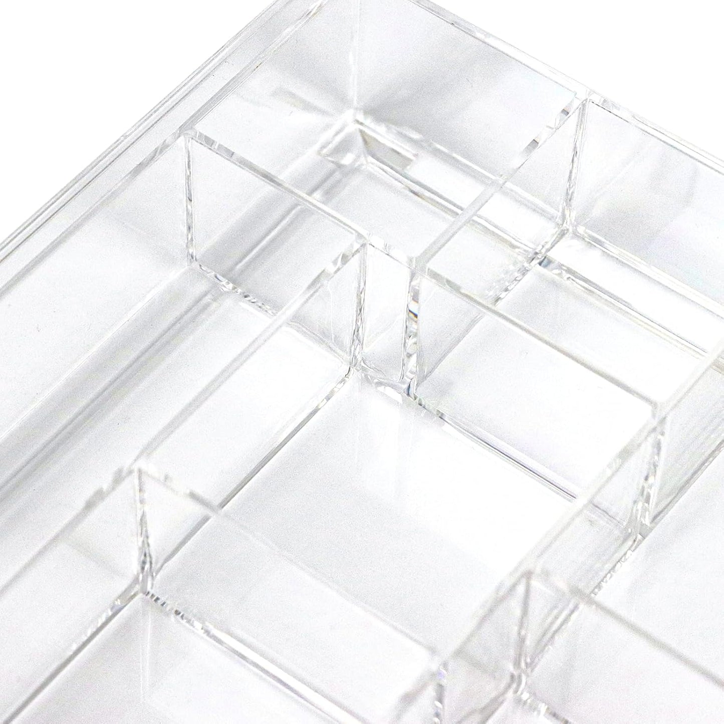 8-Section Clear Drawer Organizer, Large Acrylic Drawer Divider Tray for Desk,Bathroom,Office Makeup,Junk, Plastic Drawers Organizer 13.7" x 8.7" x 2" (8-Section)