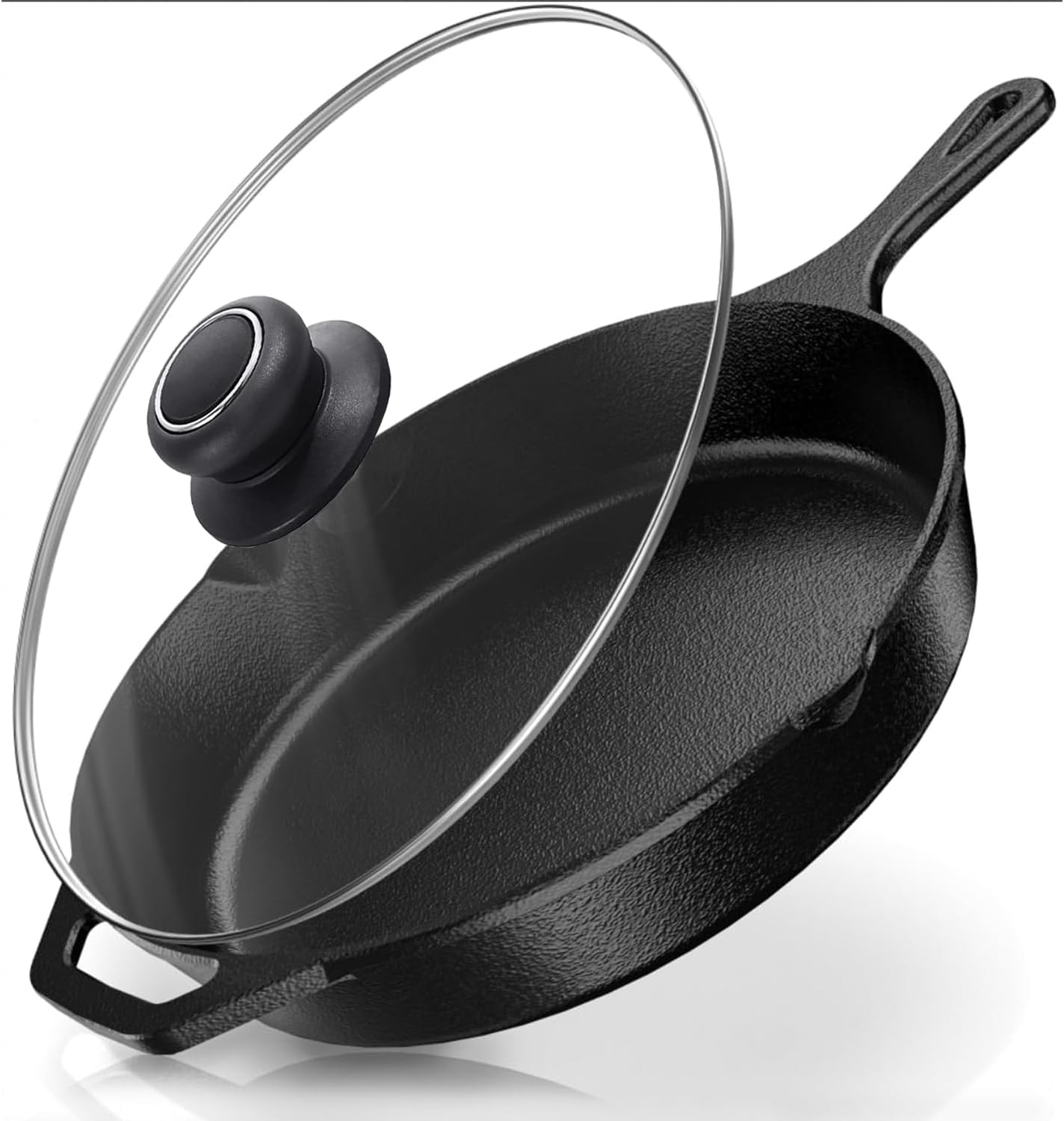 13 Inch Pan Lid Tempered Glass Pot Lid Replacement Pan Cover for Cast Iron Skillets, Frying Pans, Pots and Wok, Clear