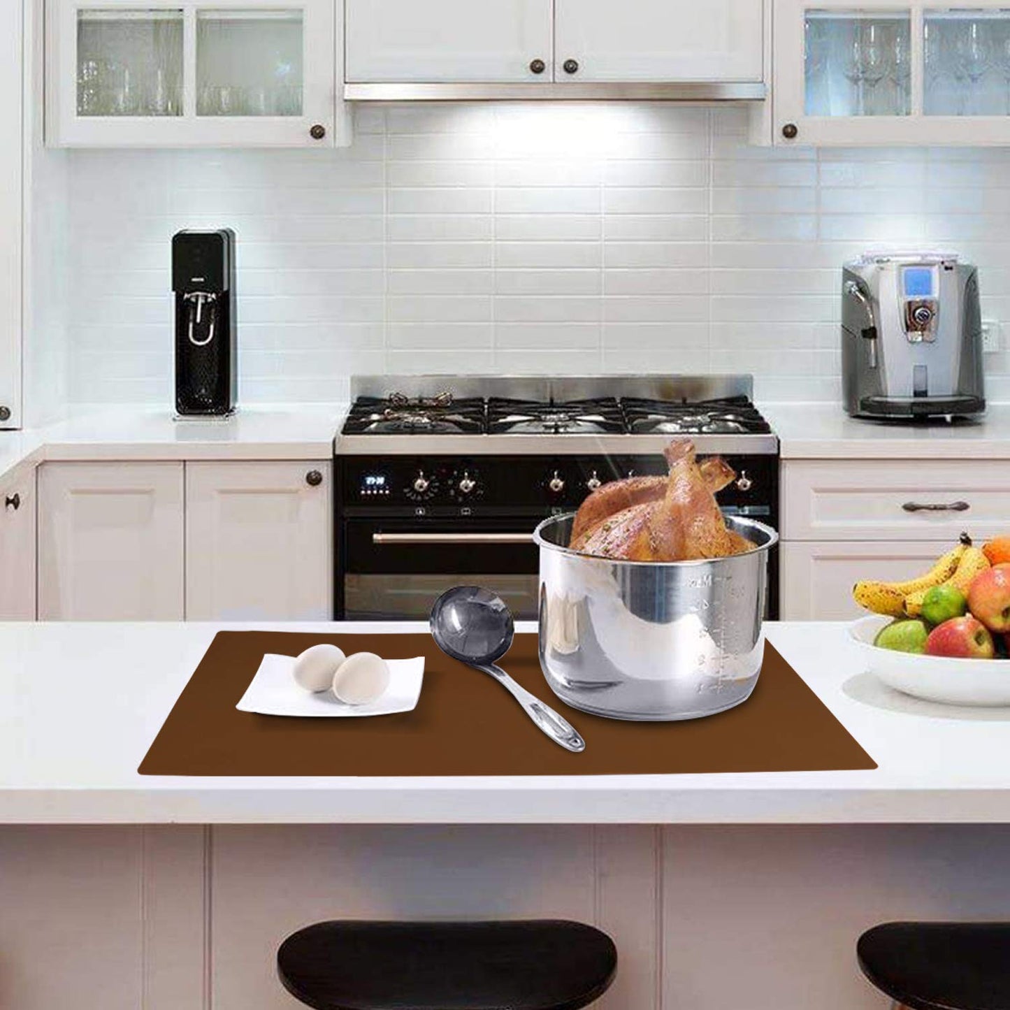 Extra Large Silicone Table Mat, Silicone Mat for Crafts Kids Dinner Placemat Desk Countertop Waterproof Protector Mats, Heat Insulation Kitchen Pastry Mat Rolling Dough Pad (Coffee, 23.6''x15.7'')