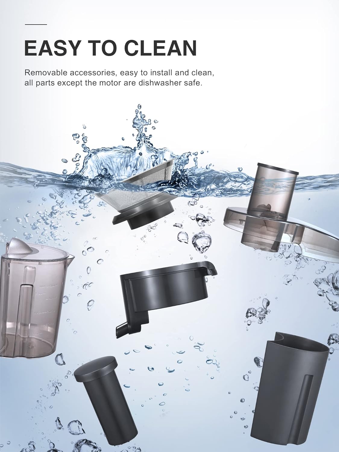 QCen Juicer Machine, 500W Centrifugal Juicer Extractor with Wide Mouth 3” Feed Chute for Fruit Vegetable, Easy to Clean, Stainless Steel, BPA-free (Metallic Black)