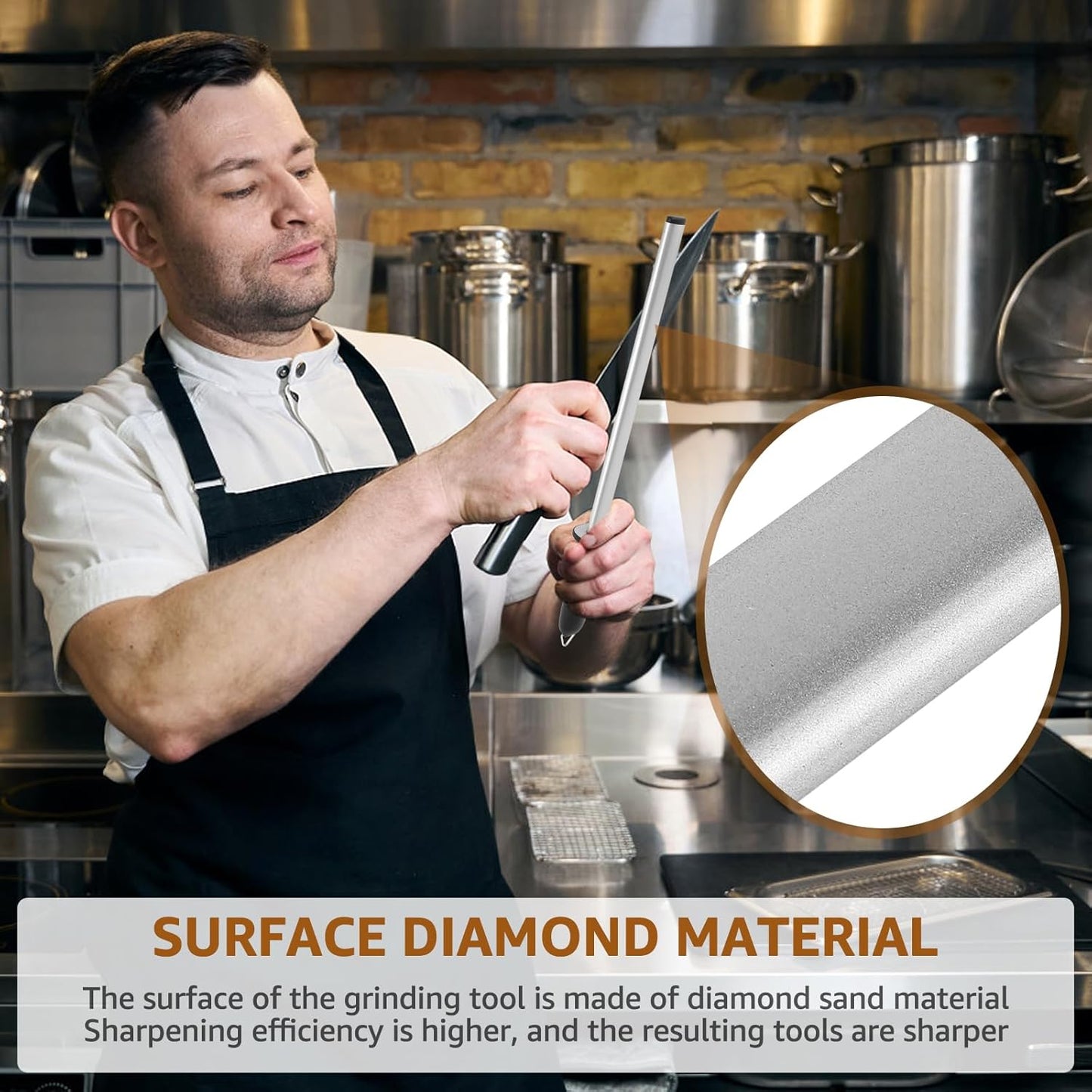 3 PCS 12 Inch Diamond Honing Steel, Diamond Sharpening Rod Knife 1000 Grit Sharpener Rod with Hanging Holes for Kitchen Knife, Chef, Hunting or Home Gourmet Blade, 17" Overall