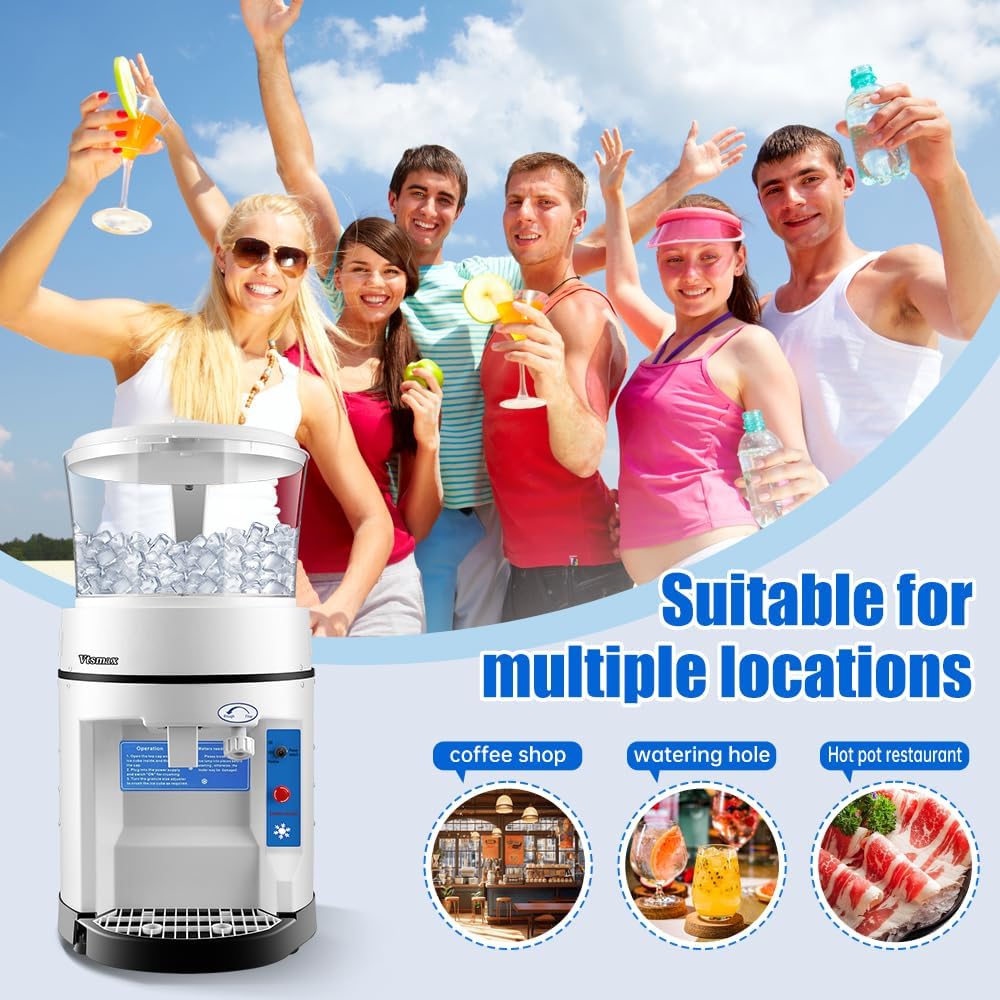 400W Commercial Snow Cone Machine with Safety Switch & Emergency Button, 1058lbs/ Hr Rotate Speed & Strong Power Tabletop Electric Shaved Ice Machine for Parties Events Snack Bar(12.6Qt)