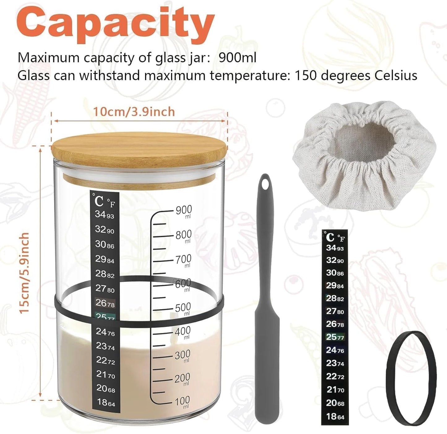BRIRILINE Pro Sourdough Bread Starter Kit - 34 oz sourdough jar with 5 unique features for the perfect sour dough bread & sourdough starter kit - baking supplies (34oz-4pack)