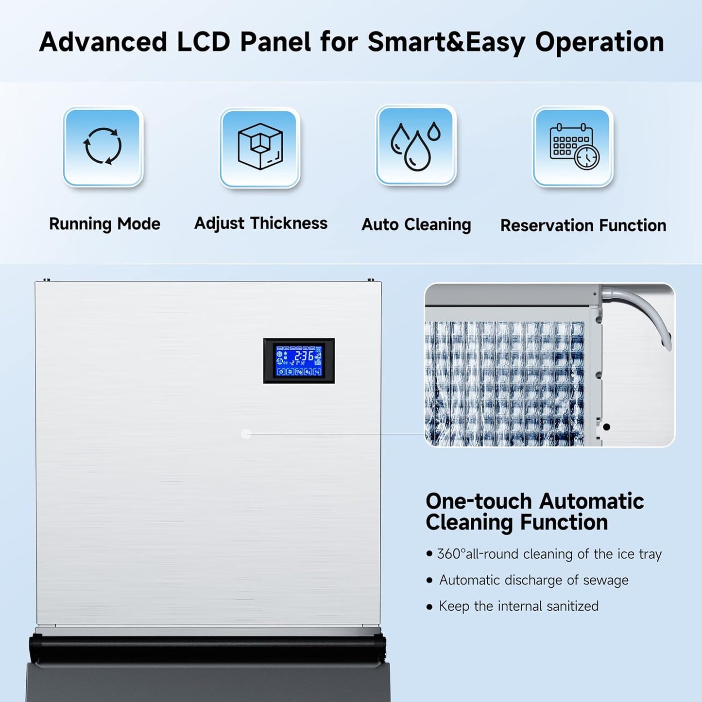 Commercial Ice Maker Machine 300-350LBS/24H, 22'' Air Cooled Commercial Ice Machine with Ice Bin, Modular Ice Machine for Restaurants Clear Ice Cubes/Stainless Steel Construction/ETL Approved