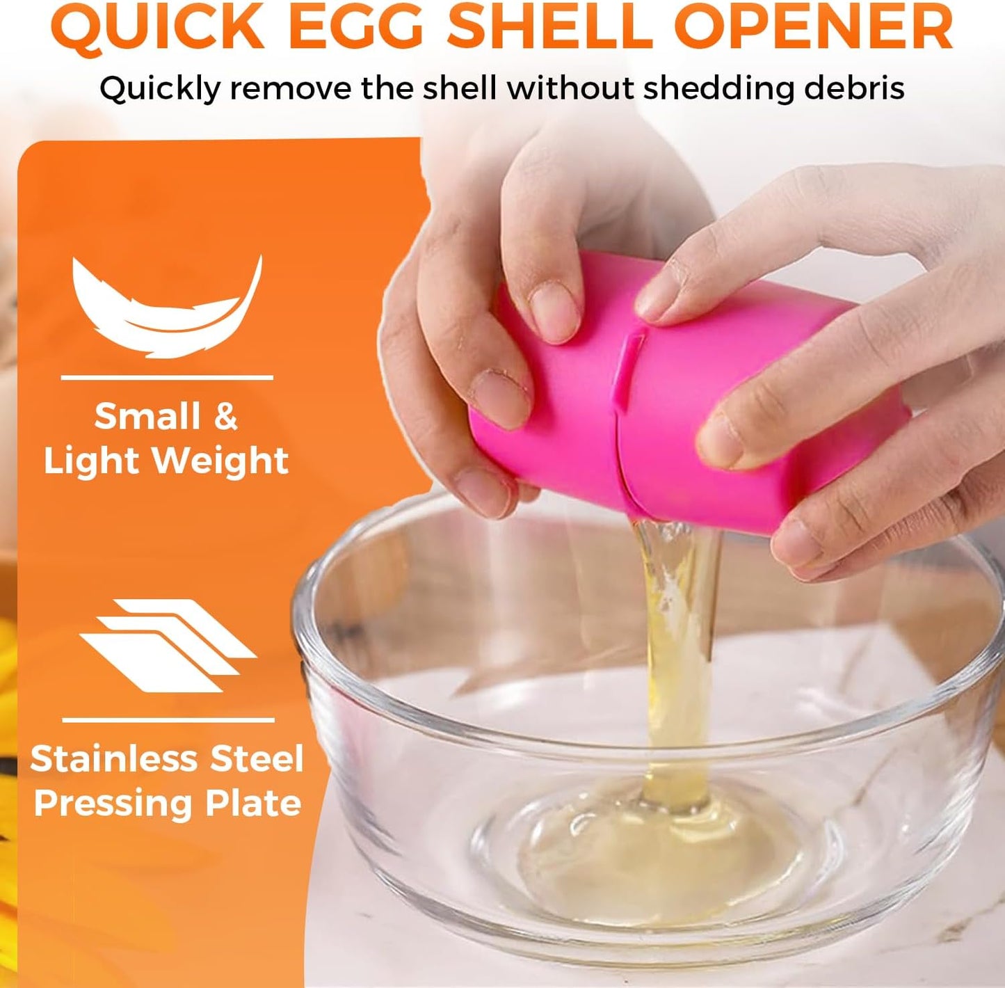 Egg Cracker Tool | Easy Shell Egg Opener | Handheld Egg Seperator Tool | Perfect for Baking, Scrambled Eggs & Omelets – No Mess, No Shell Pieces (Pink - 1 Pc)