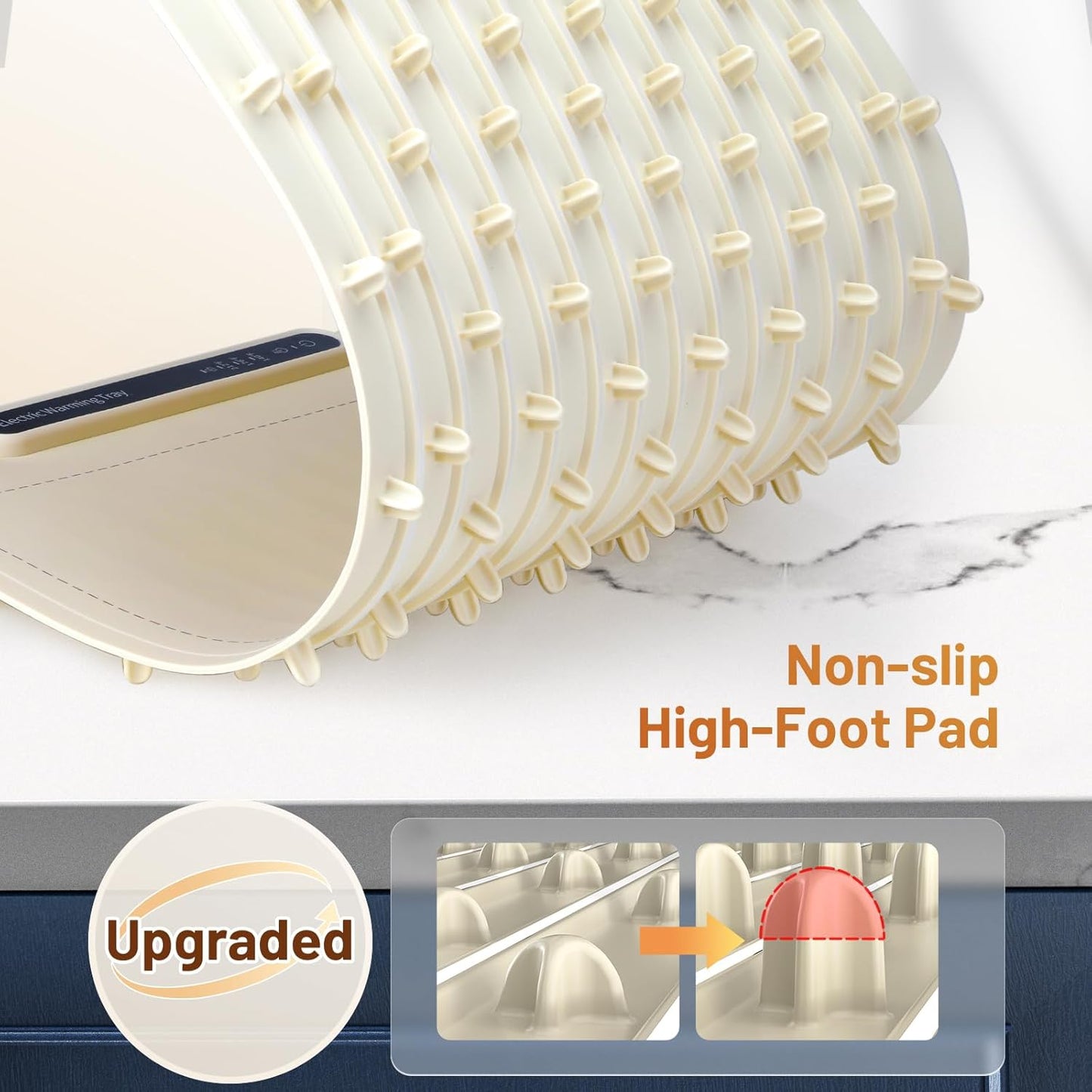 Warming Tray with Full Surface Heating, Foldable & Portable Food Warmer, 3 Temperature Settings & Child Lock, Premium Silicone Warmer Mat for Parties, Family Gatherings, Holidays, Daily Use