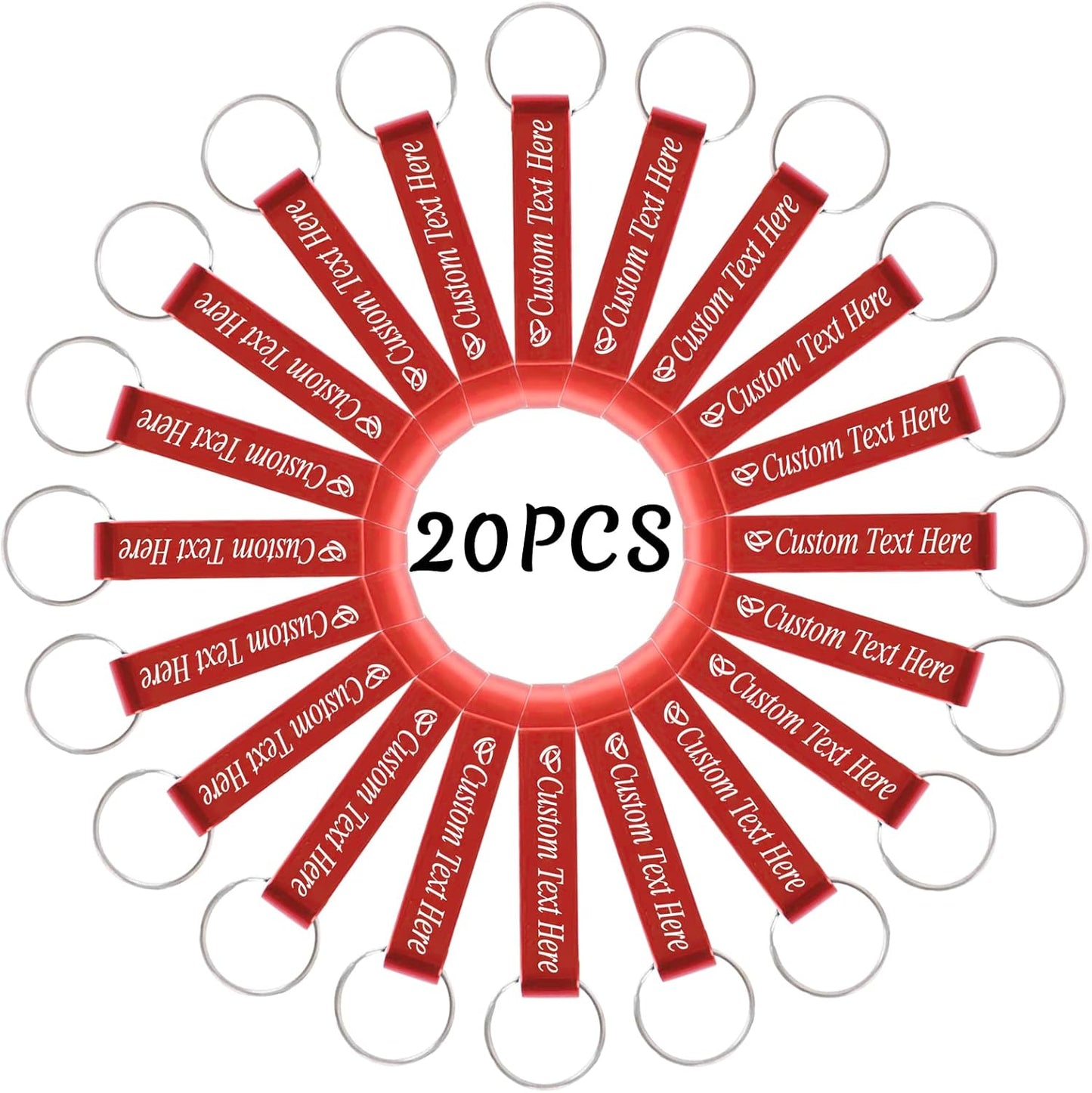 20PCS Personalized Bottle Opener Keychain Bulk Custom Beer Bottle Opener with Logo Text Engraved Wedding Bottle Opener Favors Customized Gifts for Guests Baby Shower Birthday Party-Red