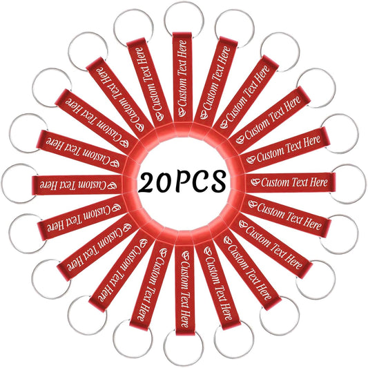 20PCS Personalized Bottle Opener Keychain Bulk Custom Beer Bottle Opener with Logo Text Engraved Wedding Bottle Opener Favors Customized Gifts for Guests Baby Shower Birthday Party-Red