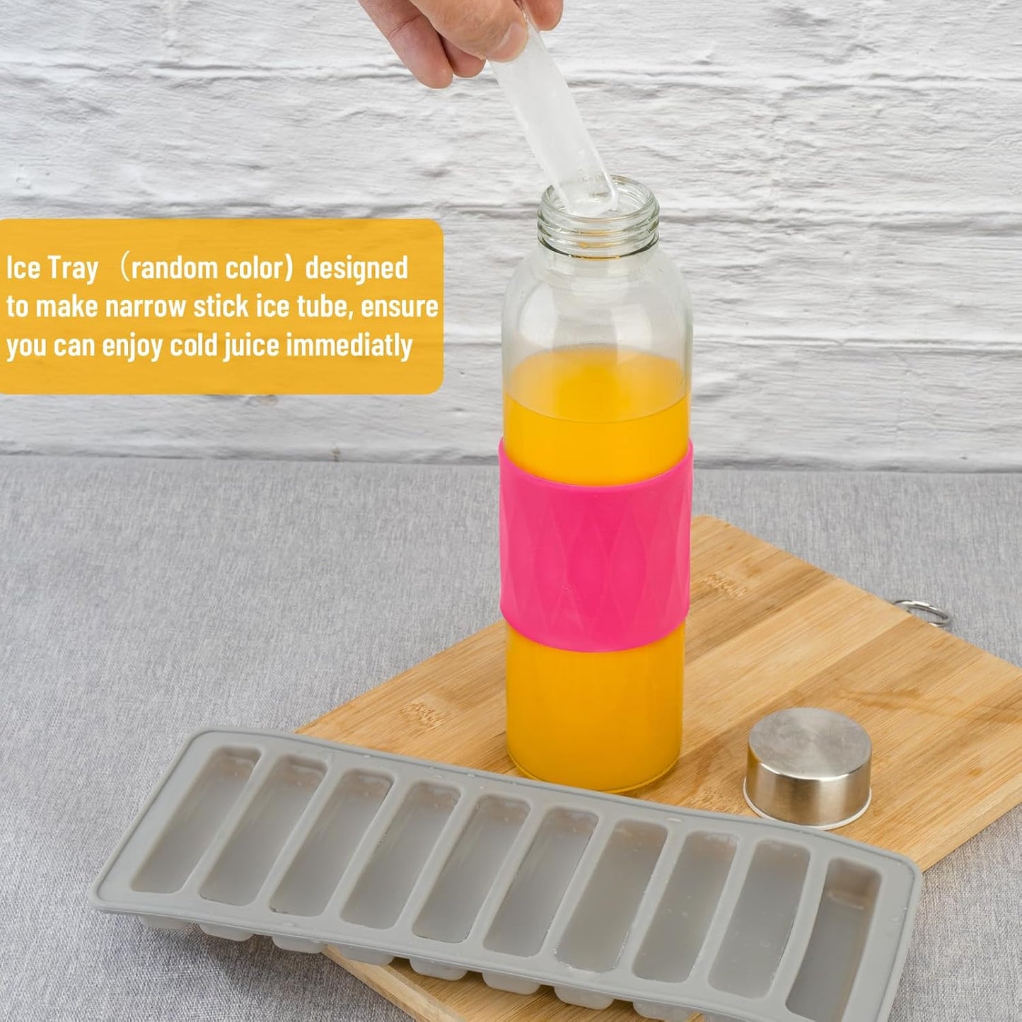 Zukro Glass Water Bottles with Lids 18 oz, Reusable Clear Juice Bottles Stainless Steel Airtight Cap for Juicing, 100% Leak Proof Juice Drinking Jar With Sleeve for Refrigerator, BPA Free, Set of 3