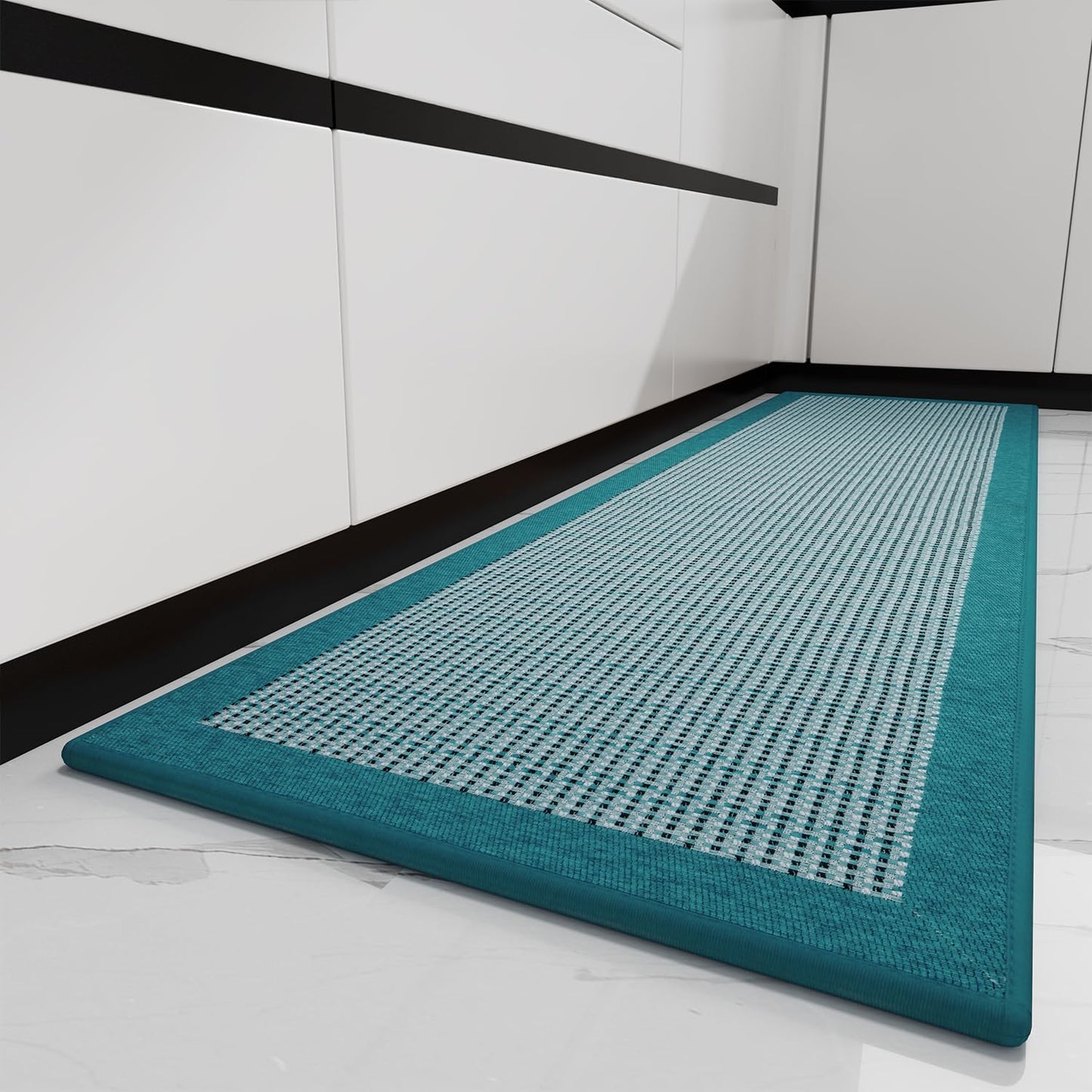 PADOOR Kitchen Mats for Floor, Kitchen Rugs Non Slip Washable, Rubber Backed Kitchen Runner Super Absorbent Kitchen Floor Mat Sink Rug, 20"x47" Teal