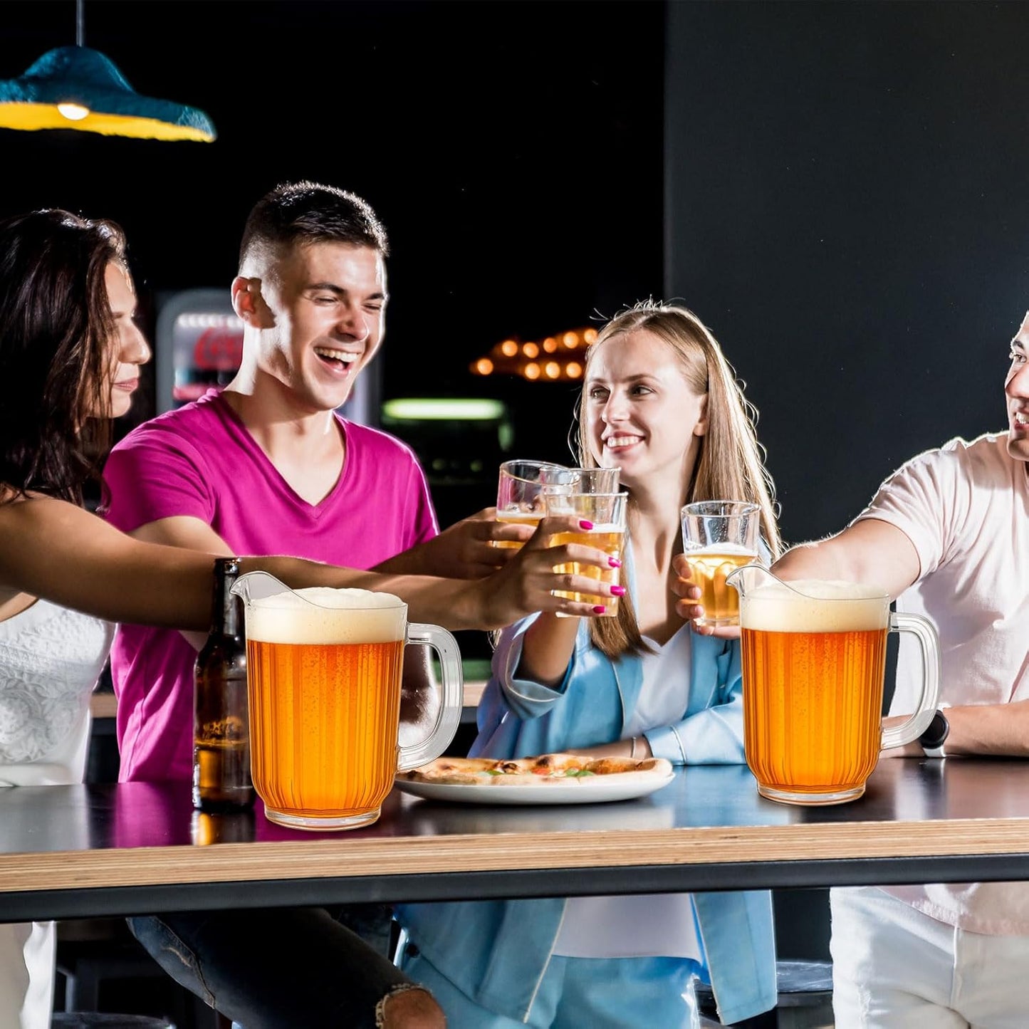 Tessco for you 20 Pcs Plastic Pitchers 60 Ounce Clear Restaurant Jug Large Water Pitcher Carafe Serve Milk Tea Juice Drink for Parties Container Dispenser Beer Jar