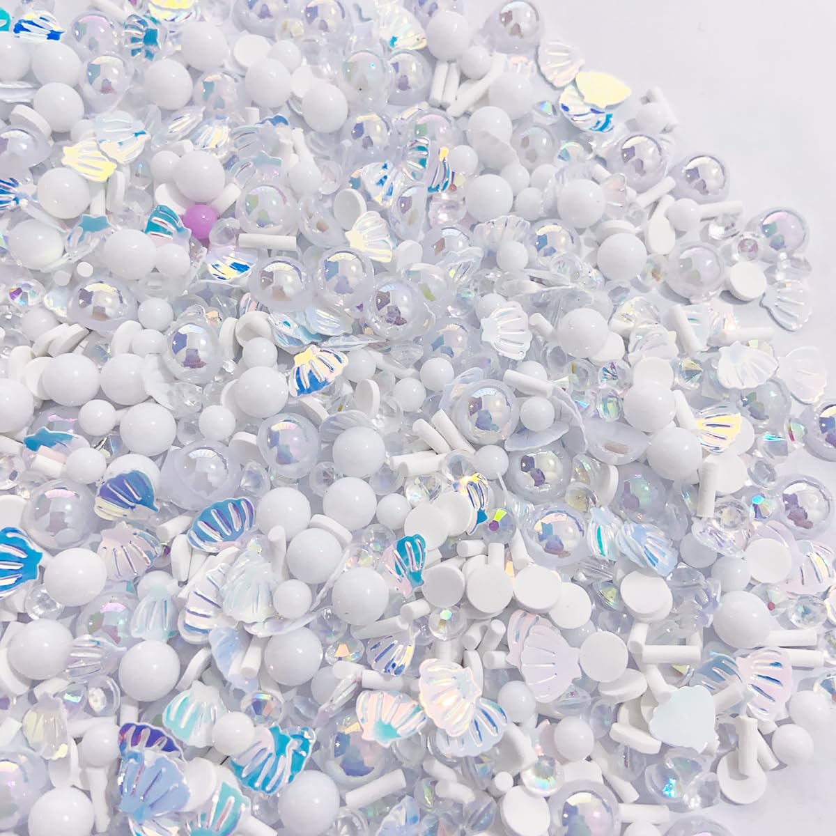 EHOPE Fake Sprinkles Polymer Sprinkles Faux Sprinkles Fake Candy Sprinkles Clay Sprinkles Polymer Clay Slices for Nail Art DIY Crafts Cake Phone Case(40G-Silver BeiKe+ Bead-47)