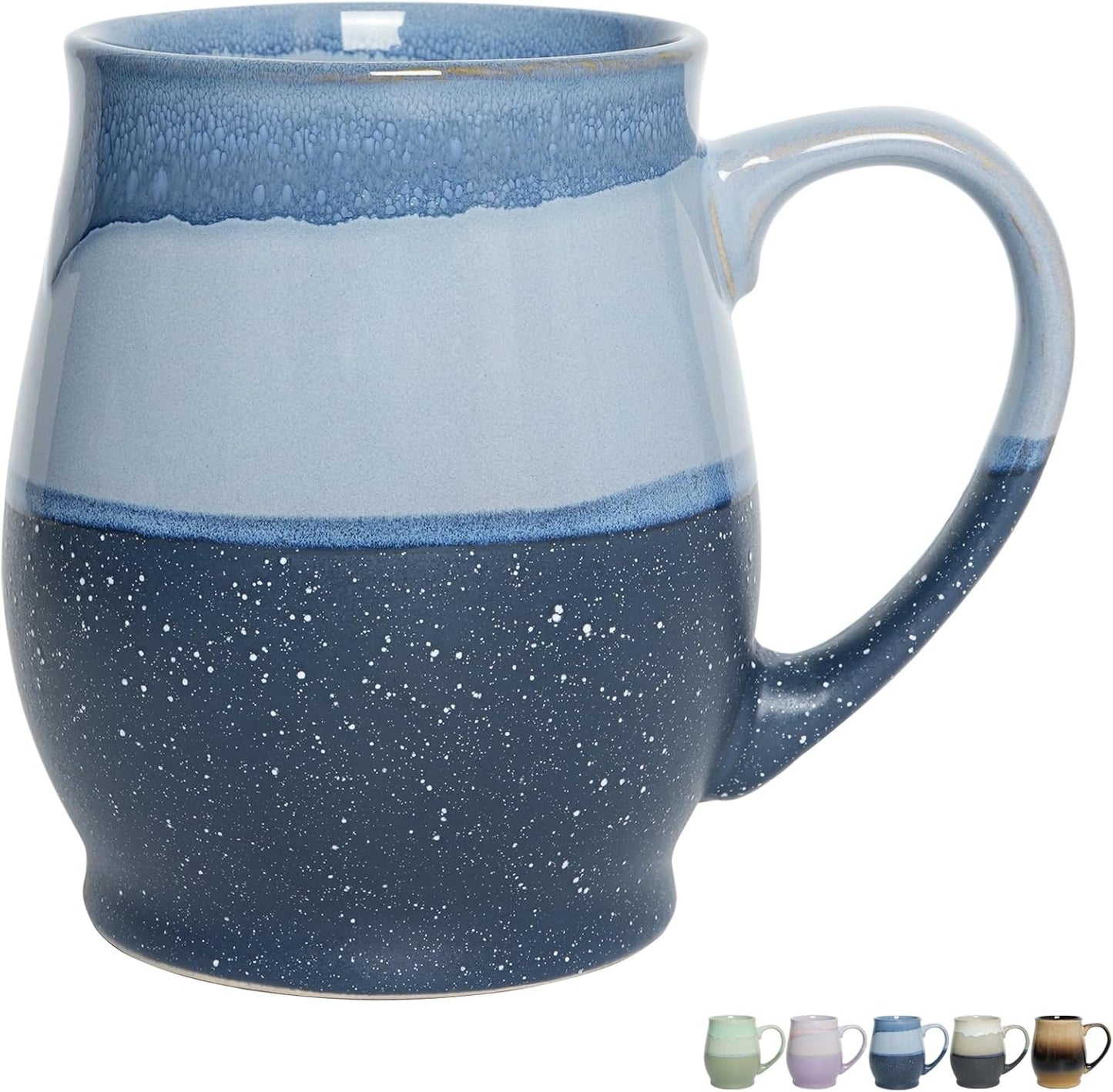 Bosmarlin Extra Large Ceramic Coffee Mug, 25 Oz, Dishwasher and Microwave Safe, Oversized Big Tea Cup for Office and Home, Reactive Glaze (Blue)