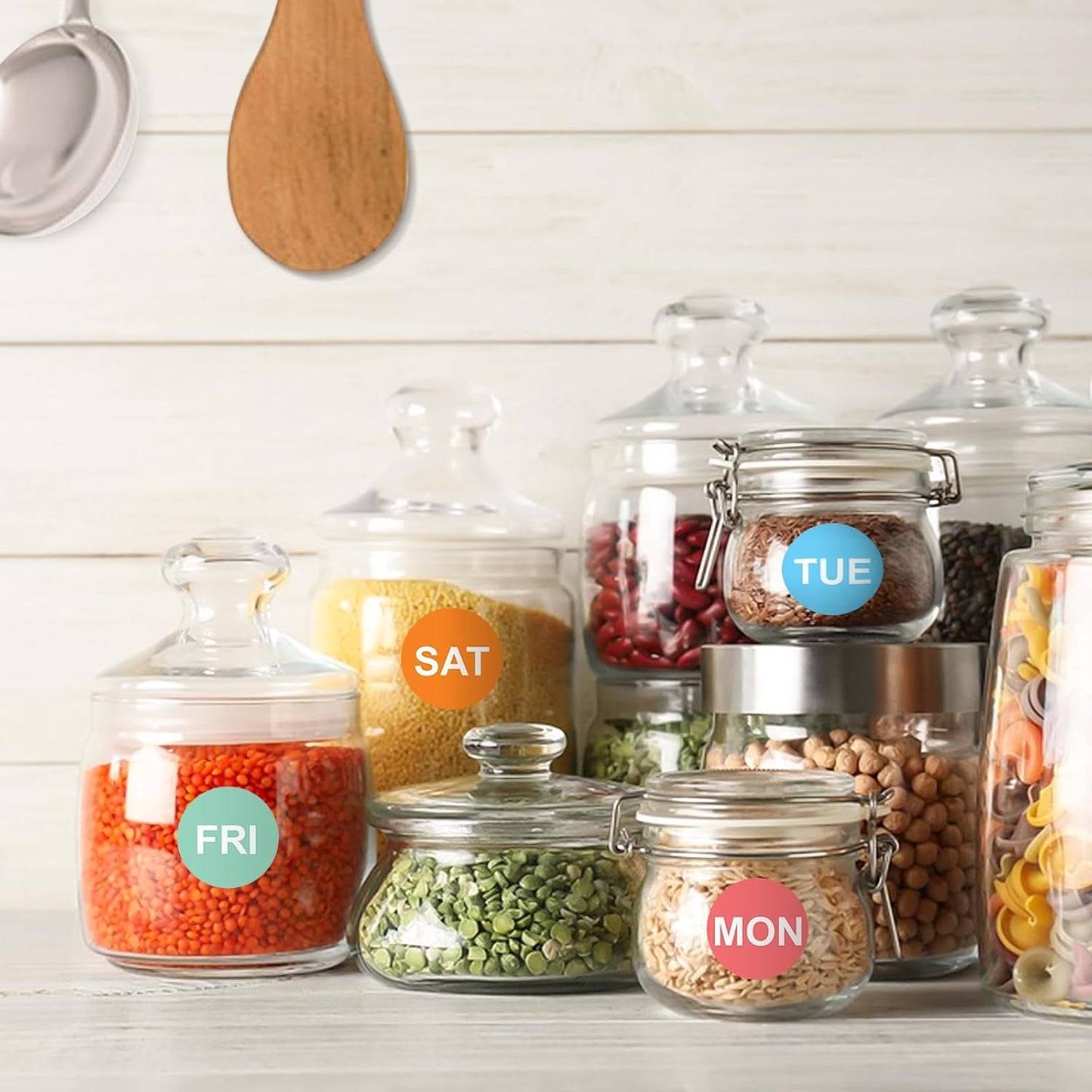 3500PCS 7-Day of The Week Sticker, 1" Round Day Dot Food Rotation Labels - Removable Date Stickers for Food Containers 7 Rolls Self Adhesive(500 Labels/Roll)