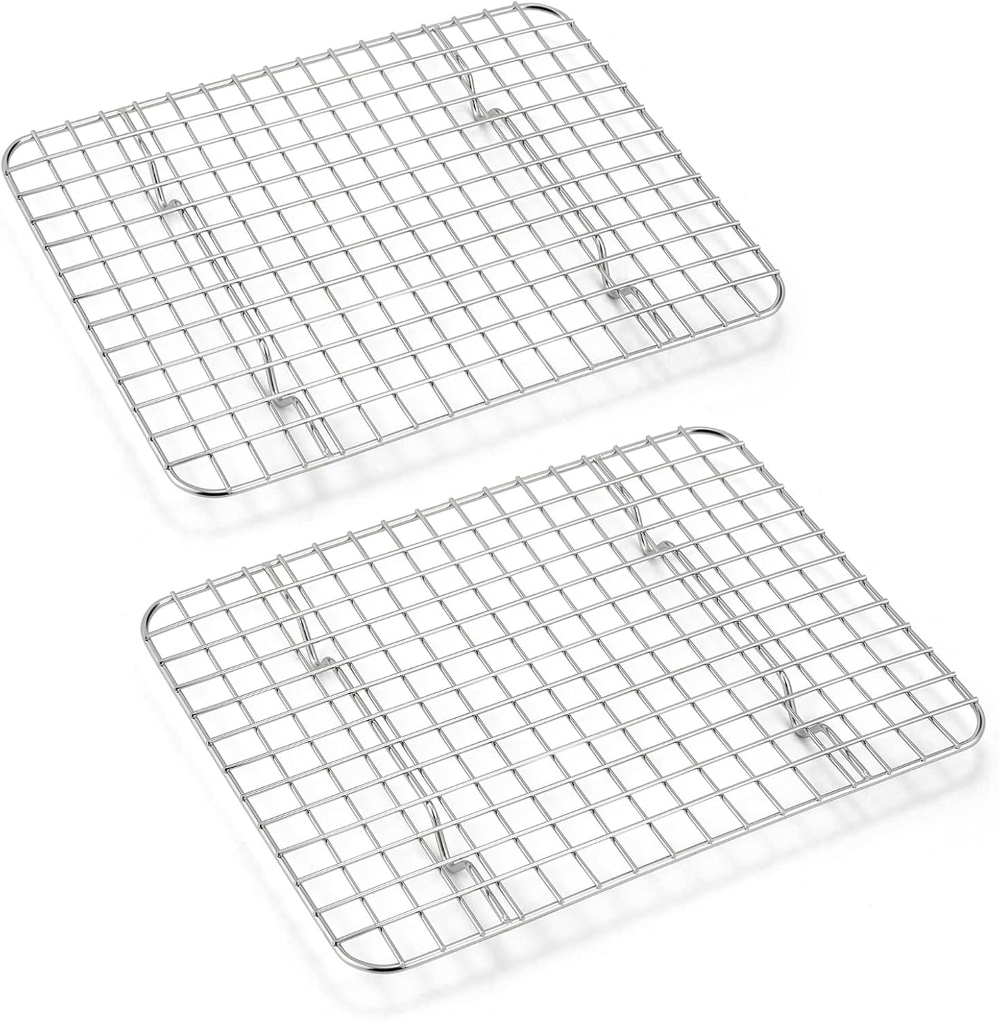 Small Baking Cooling Rack Set of 2, E-far Stainless Steel Toaster Oven Rack for Cooking Roasting Grilling Meat, 8.6” x 6.2” Metal Bakeable Wire Racks for Cookie Cake Bacon - Dishwasher Safe