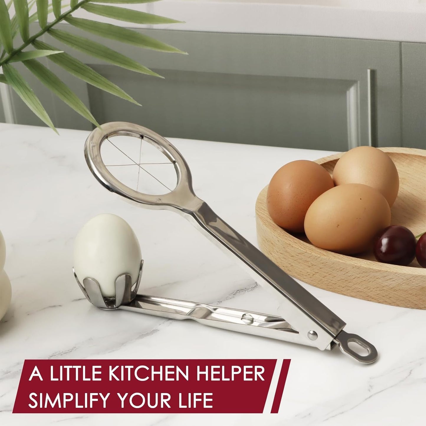 Best Utensils Stainless Steel Egg Slicer Wedger Cutter, Divides Hard Boiled Eggs Into 6 Equal Segments In One Action