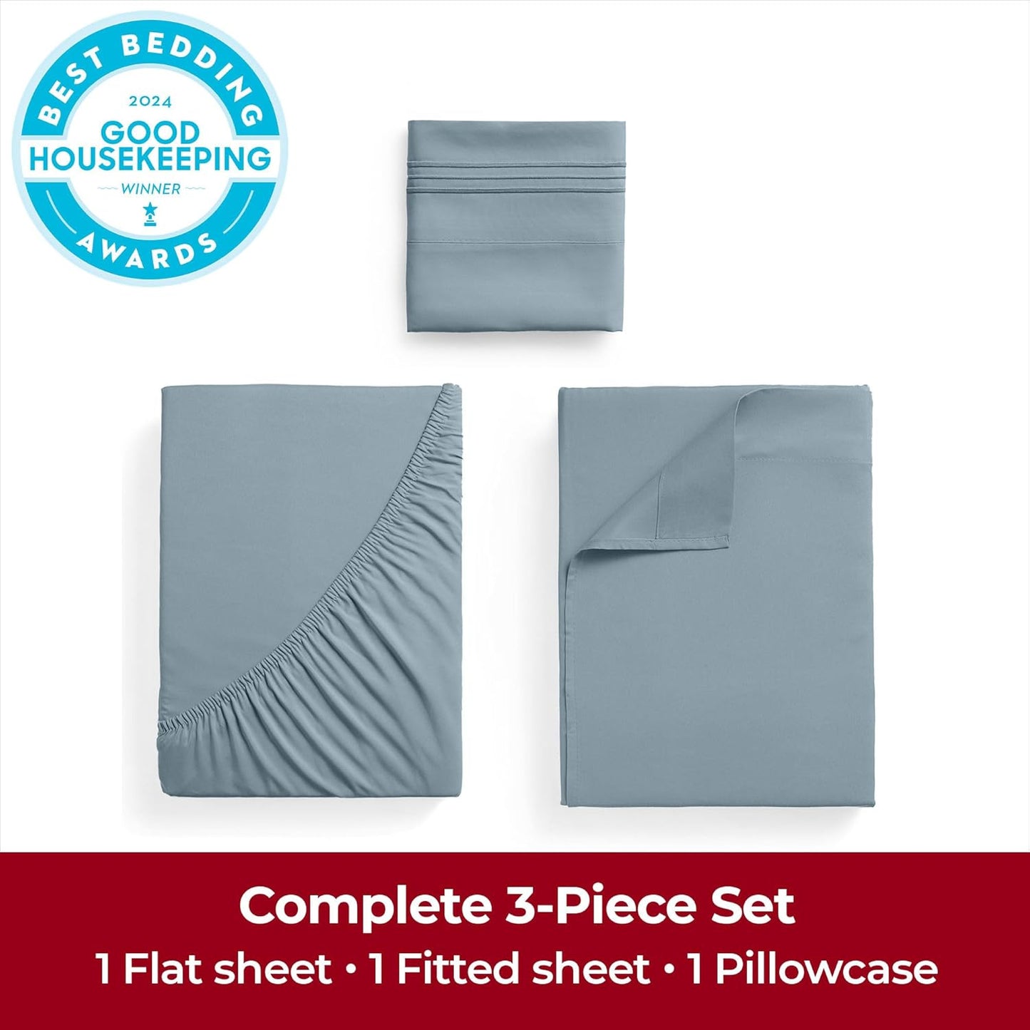 Mellanni Twin XL Sheets Set - 3 PC Iconic Collection Bedding - Hotel Luxury, Extra Soft, Cooling Bed Sheets - Wrinkle, Fade, Stain Resistant (Twin Extra Long, Spa Blue)