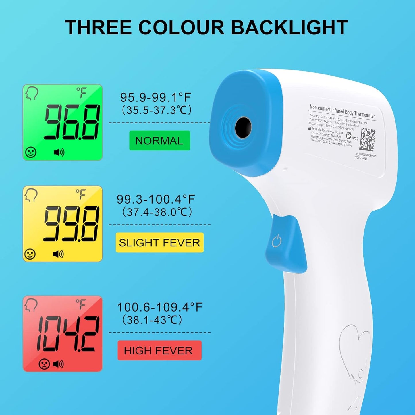 Digital Thermometer for Adults and Kids, No Touch Forehead Thermometer for Baby, 2 in 1 Body Surface Mode Infrared Thermometer with Fever Alarm and Instant Accuracy Readings