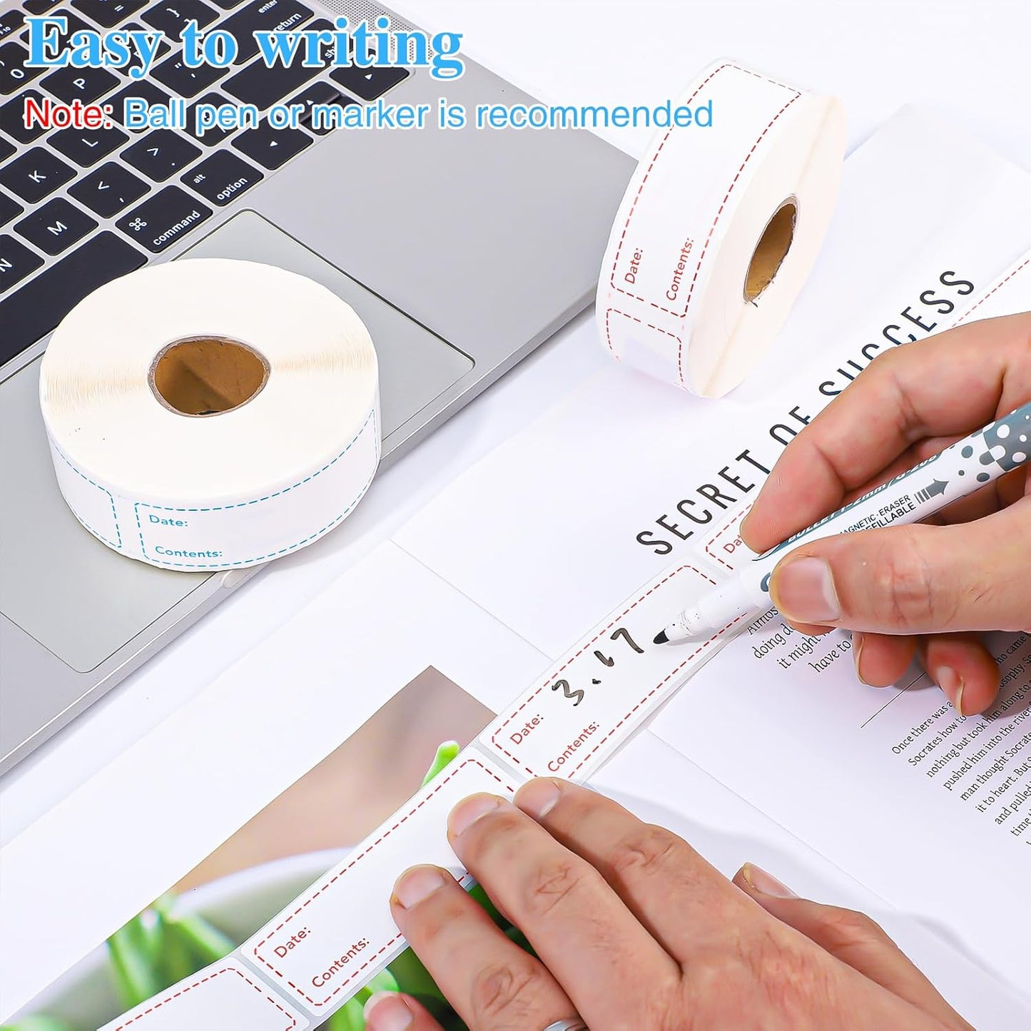 2000Pcs Removable Freezer Labels,1 x 3 Inch Food Labels for Food Containers Food Date Stickers Refrigerator Food Storage Labels Easy Clean No Residue