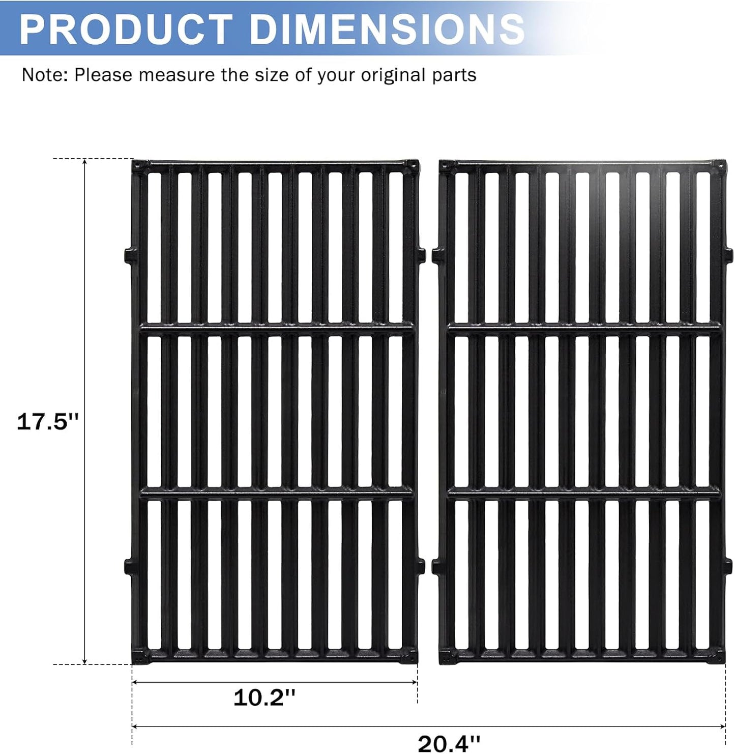 Criditpid Grill Replacement Parts for Weber Spirit I/II 200 with Front Control, Stainless Steel 7635 Flavorizer Bars, 69785 Burners & 7637 Grid Grates for Weber Spirit E210, E220, S210, S220 Grills.