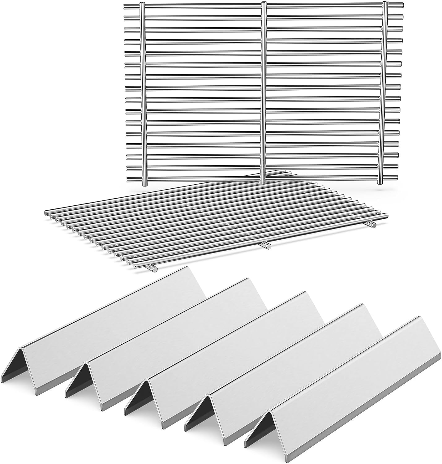 Spirit Grill Replacement Parts for Weber Spirit, 17.5" Grill Grates 15.3" Flavorizer Bars for Weber Spirit 300 & GS4 Spirit II 300, Spirit E-310 E-315 Grills with Front Control, for Weber 7639 7636