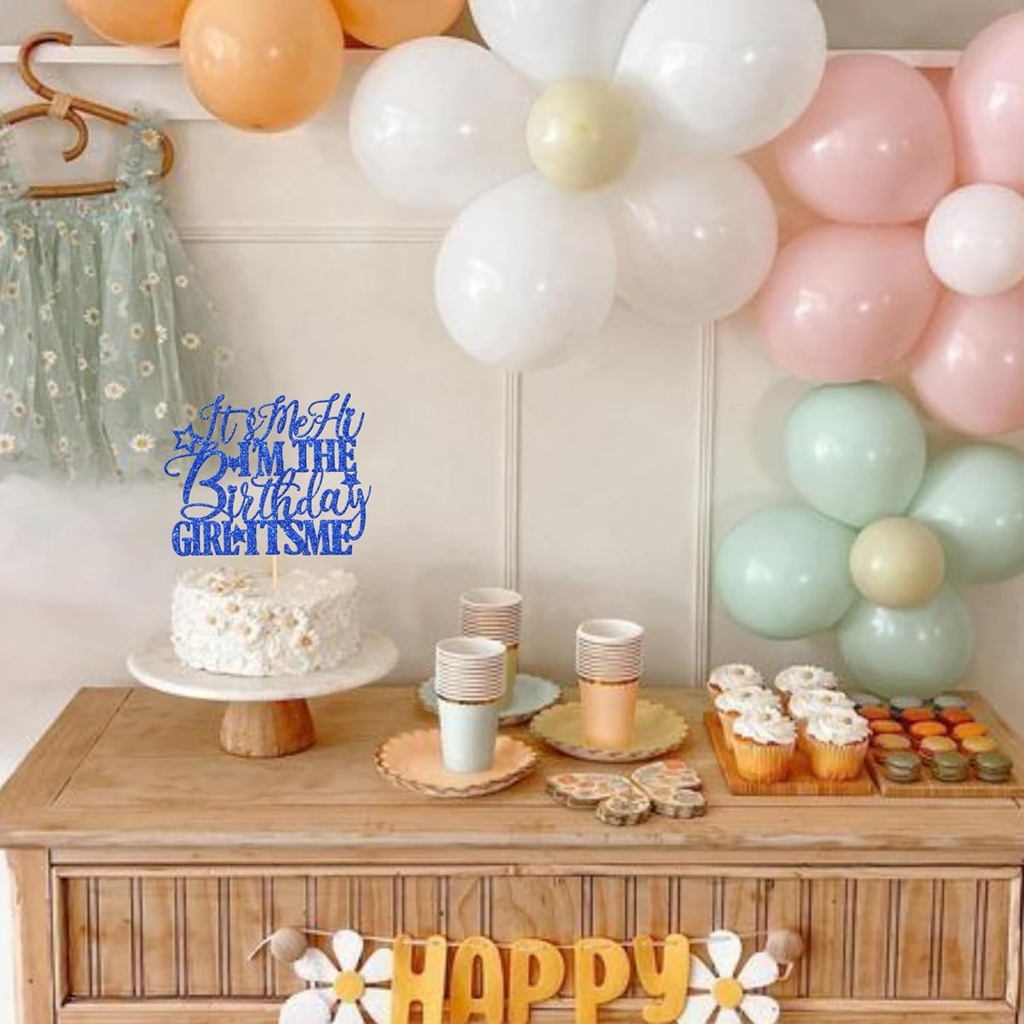 1 PCS It's Me Hi I'm the Birthday Girl It's Me Cake Topper Glitter Go Shawty It's Your Birthday Cake Pick for Funny Hot Pop Music Singer Theme Girls Birthday Party Cake Decorations Supplies Blue