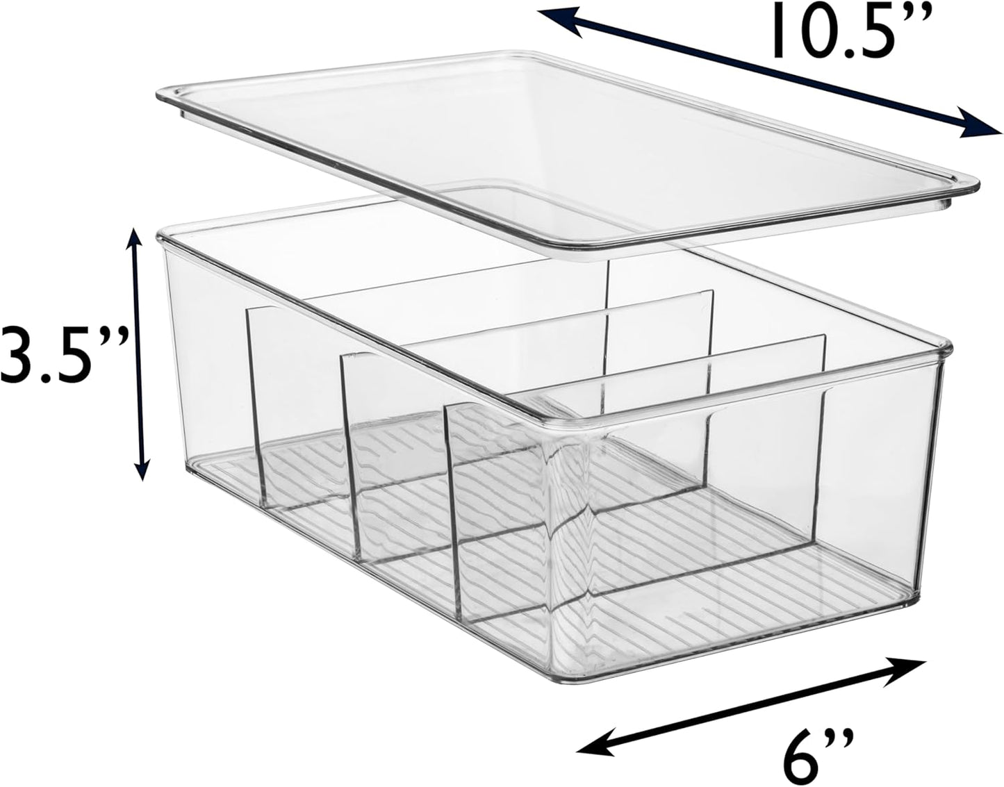 ClearSpace Plastic Pantry Organization and Storage Bins with Dividers & Lids – Perfect Kitchen Organization or Kitchen Storage – Fridge Organizer, Refrigerator Bins, Cabinet Organizers, 2 Pack