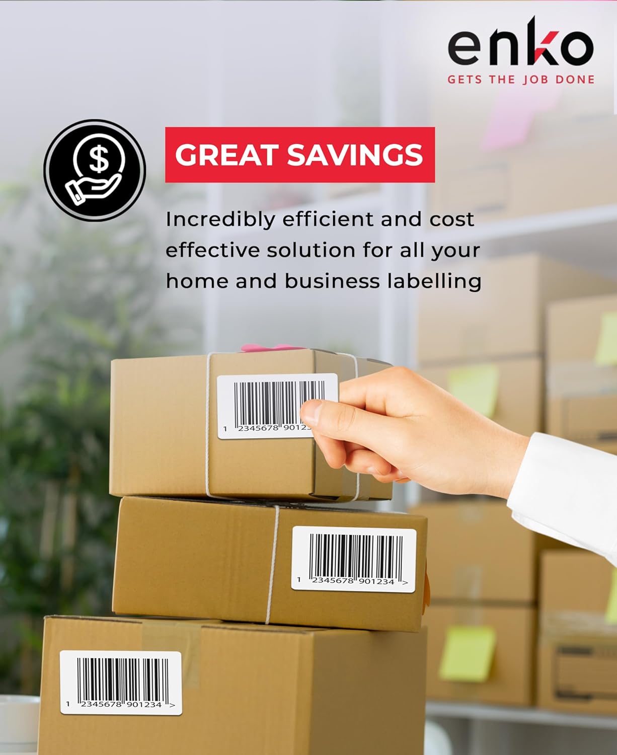 enKo 1 Stack/2000 Labels 4" x 6" Fanfold Direct Thermal Label Compatible for Rollo Zebra Printer - Shipping, Mailing, Postage, Perforated, Permanent Adhesive (2 Labels/Fold)